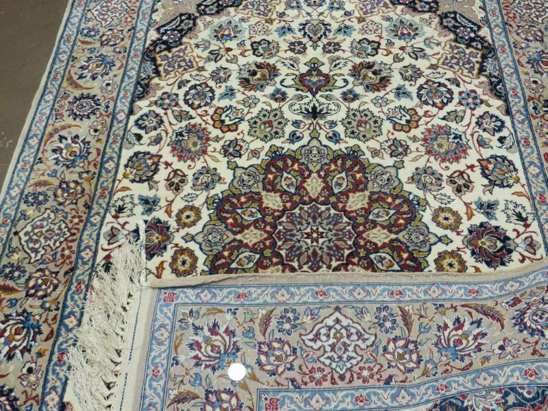 Persian Isfahan Rug 3x6, Fine 650 KPSI, Hand Knotted, Ivory by Jewel Rugs