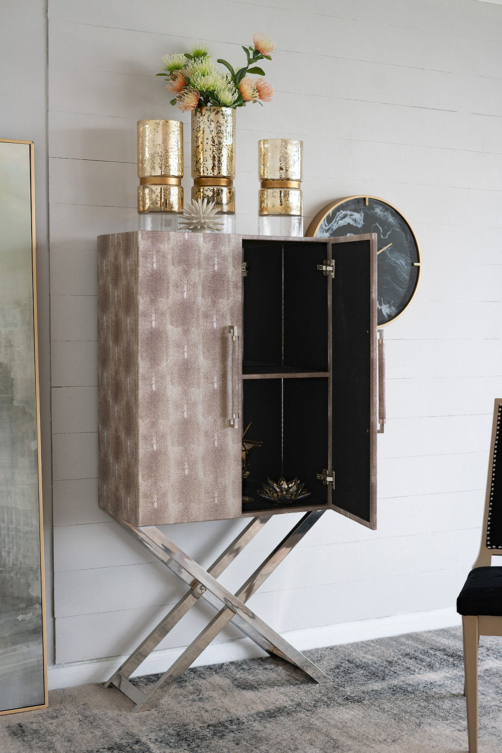 Cabinet - Silver - Faux Leather by HouseOfZazla