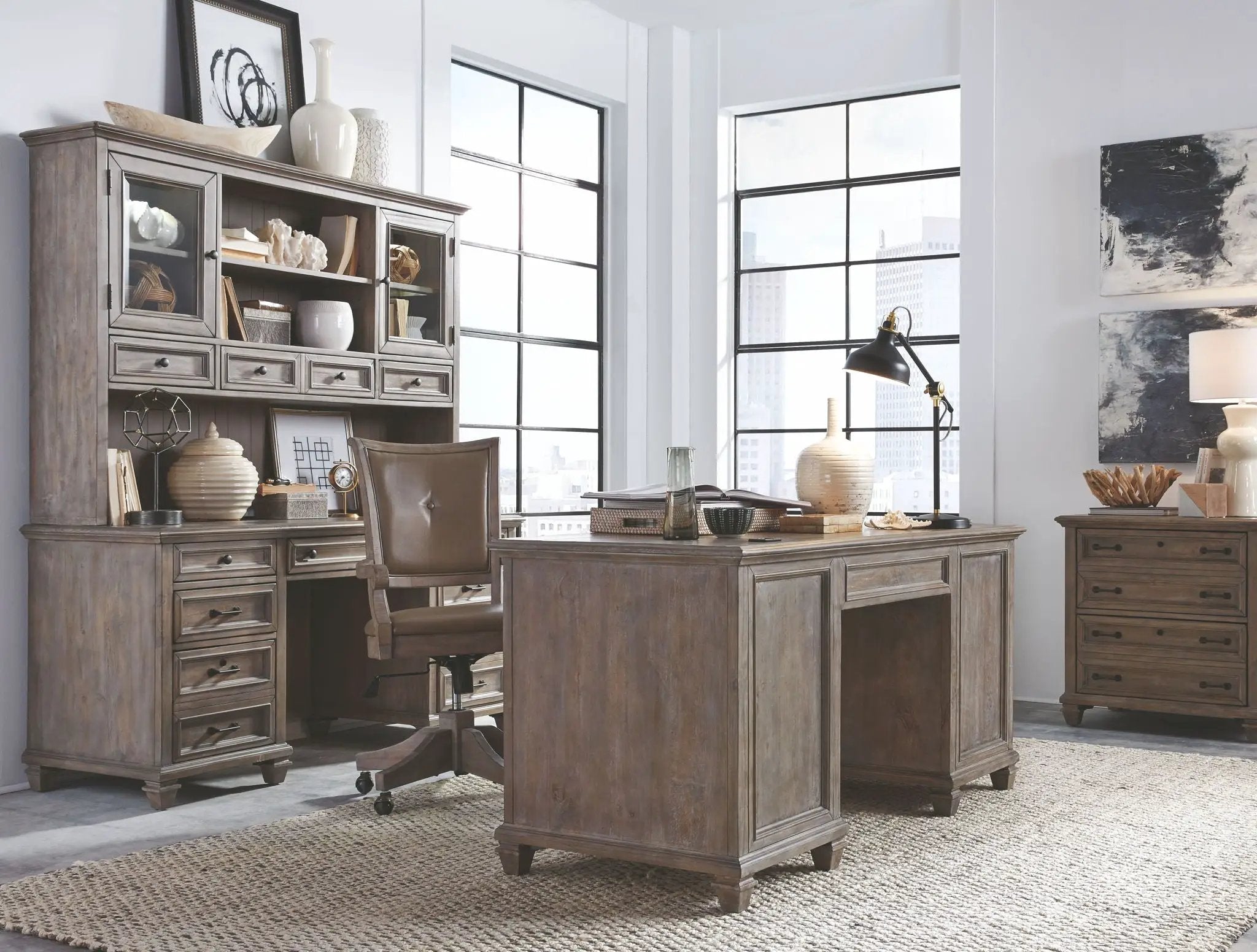 Lancaster - Credenza With Hutch - Dove Tail Gray by Unique Piece Furniture