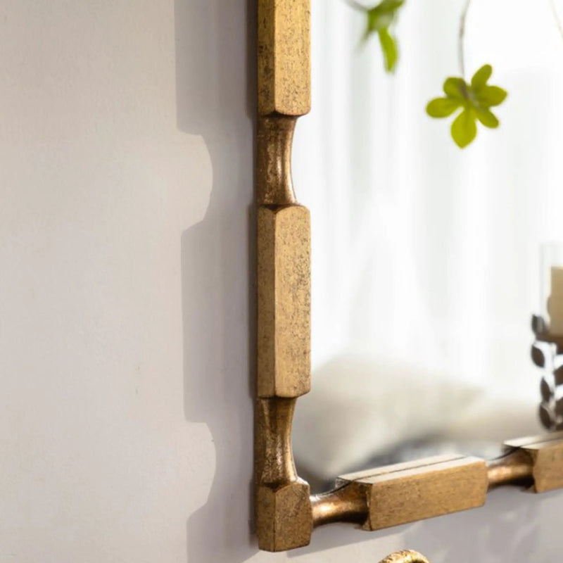 Gold Bamboo-Style Rectangular Wall Mirror by HouseOfZazla