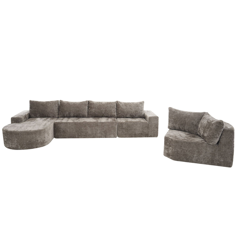 Modular Cloud Sectional Sofa Set, U-Shaped Upholstered Couch With Deep Seat by HouseOfZazla
