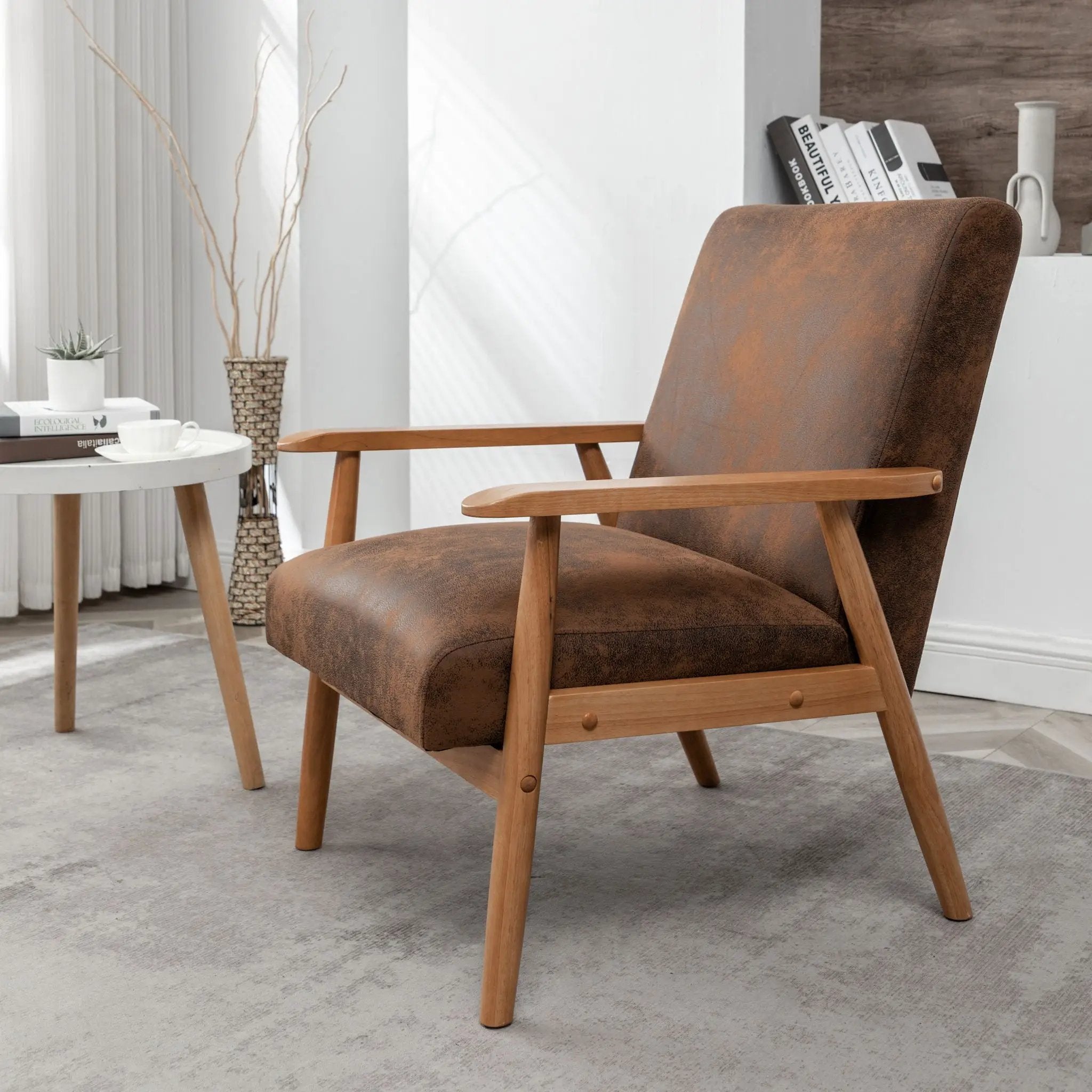 Wide Arm Chair - Light Brown by HouseOfZazla
