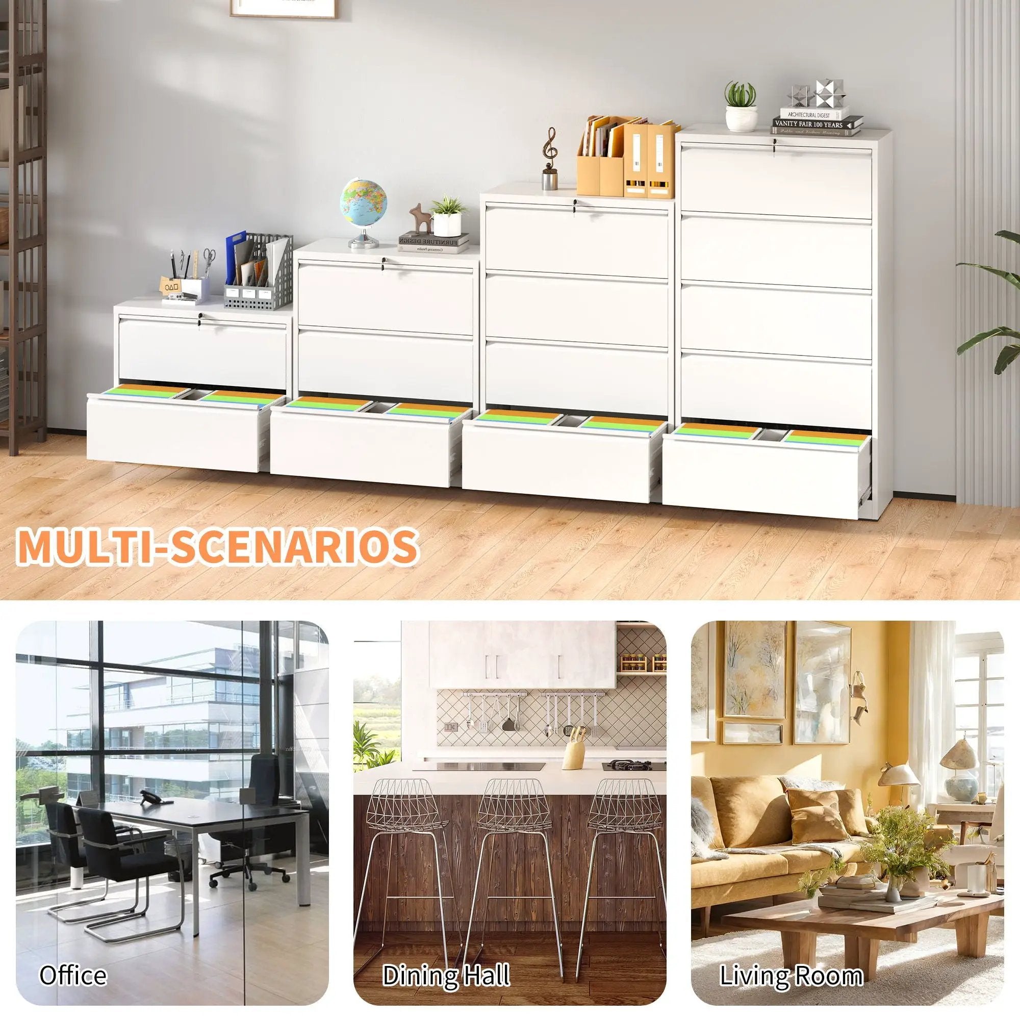 Premium Drawer Metal Lateral File Cabinet With Lock by Unique Piece Furniture