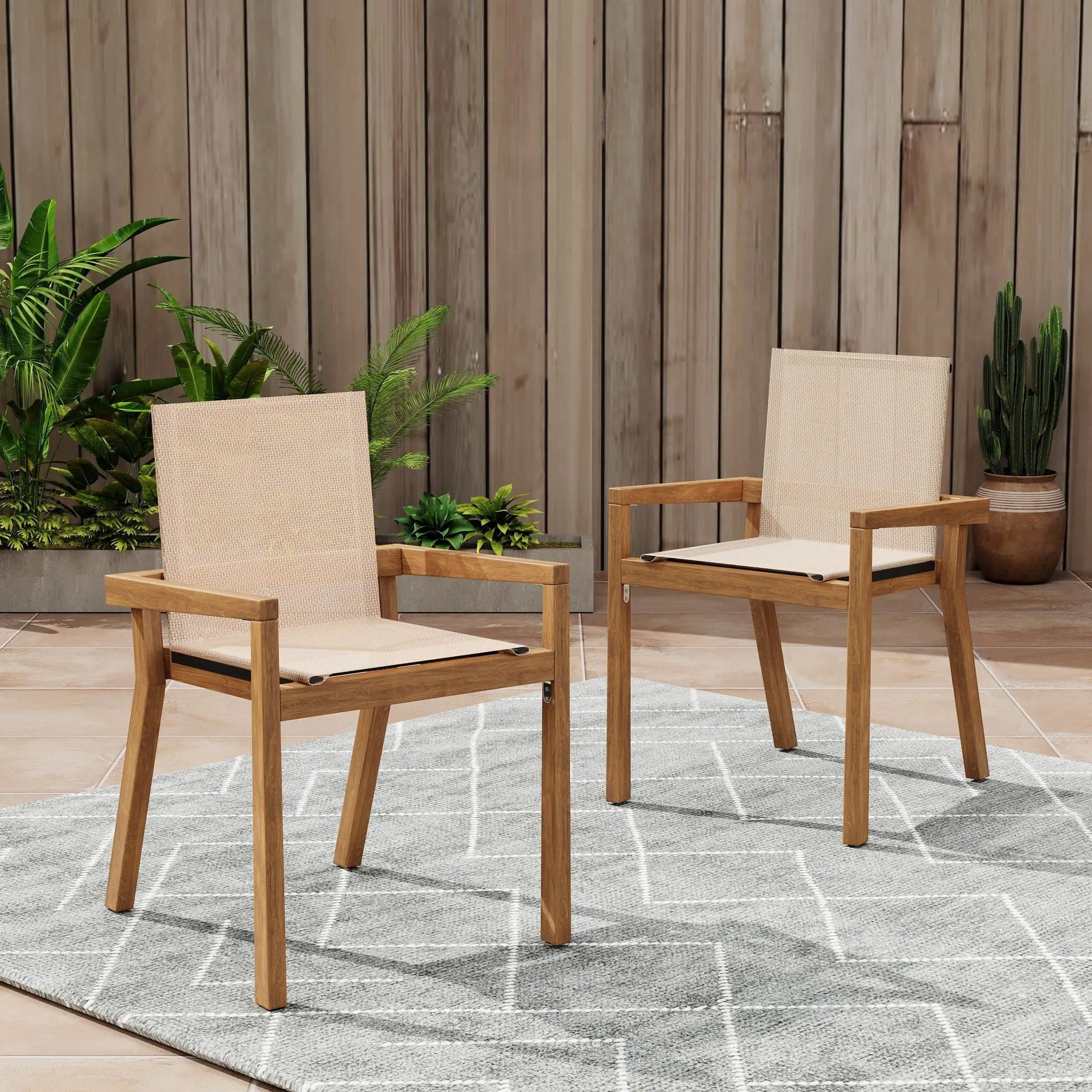 Belfast - Dining Chair With Acacia Wood Frame And Seating (Set of 2) by HouseOfZazla