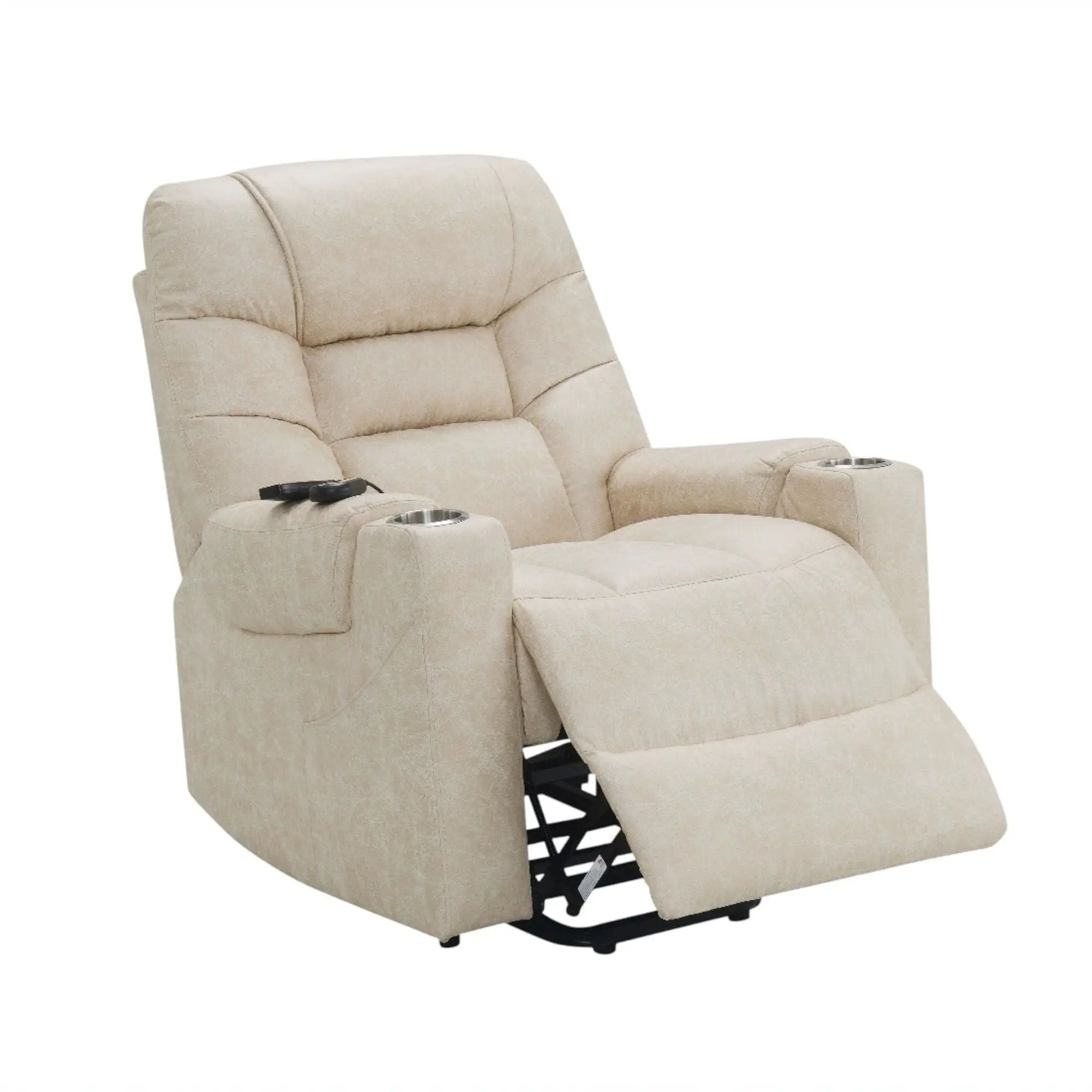 Nairi - Leather Aire Power Motion Recliner With Lift Heating Massage Function - Ivory by Unique Piece Furniture