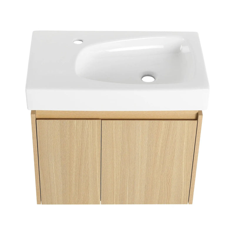 Modern Bathroom Vanity With Ceramic Basin, Wall Mounted Floating Sink Combo, Storage Cabinet by HouseOfZazla