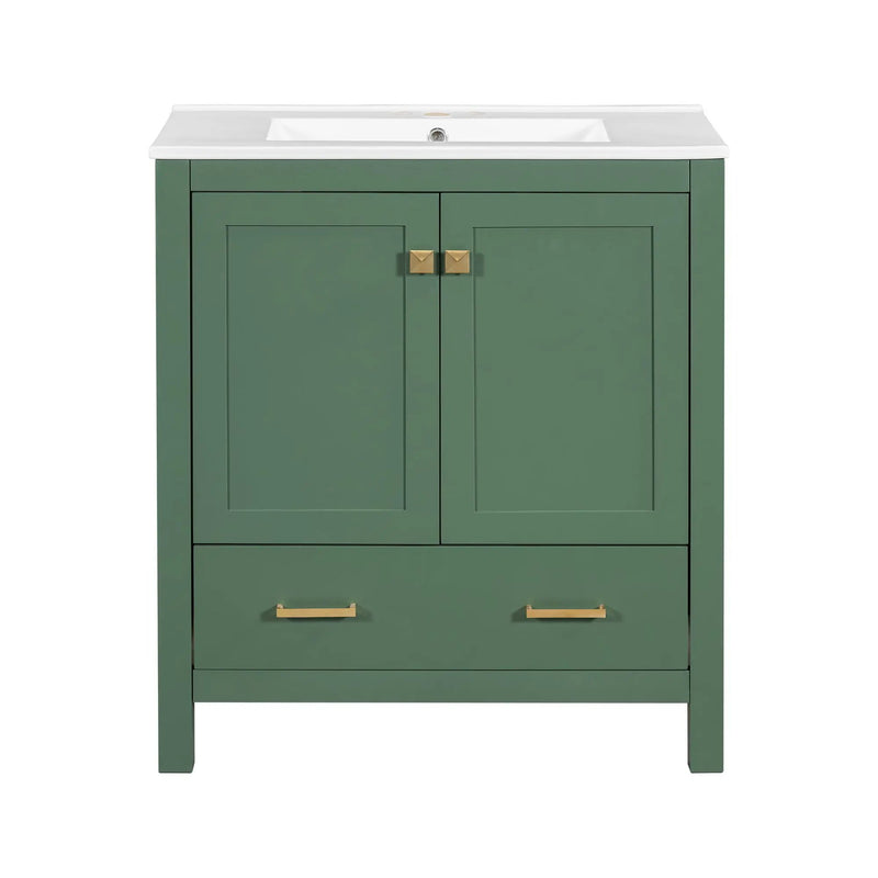 Bathroom Vanity With Single Sink, Combo Cabinet Undermount Sink, Bathroom Storage Cabinet With 2 Doors And A Drawer, Soft Closing, Multifunctional Storage, Solid Wood Frame by Unique Piece Furniture