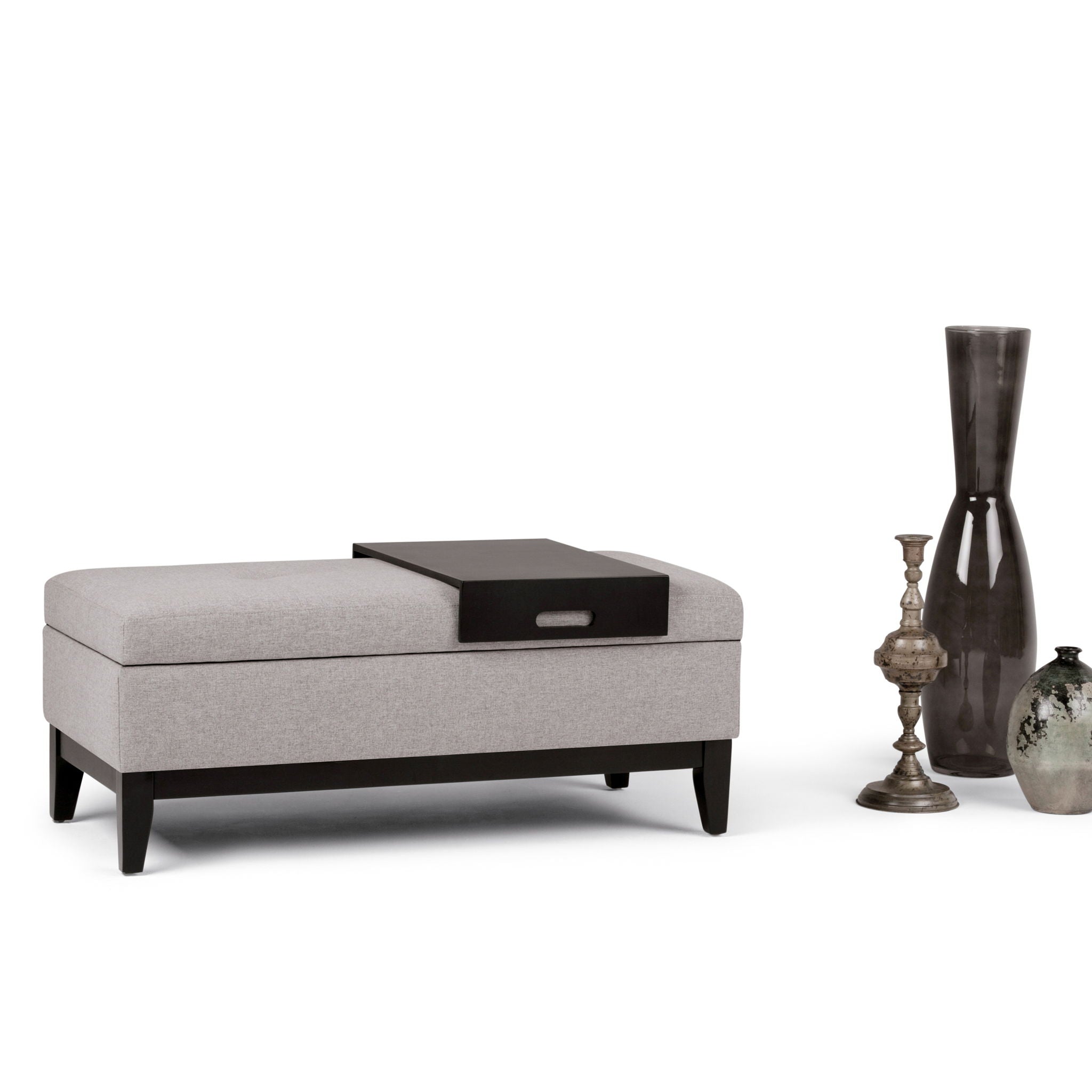 Oregon - Contemporary Storage Ottoman Bench With Tray by HouseOfZazla