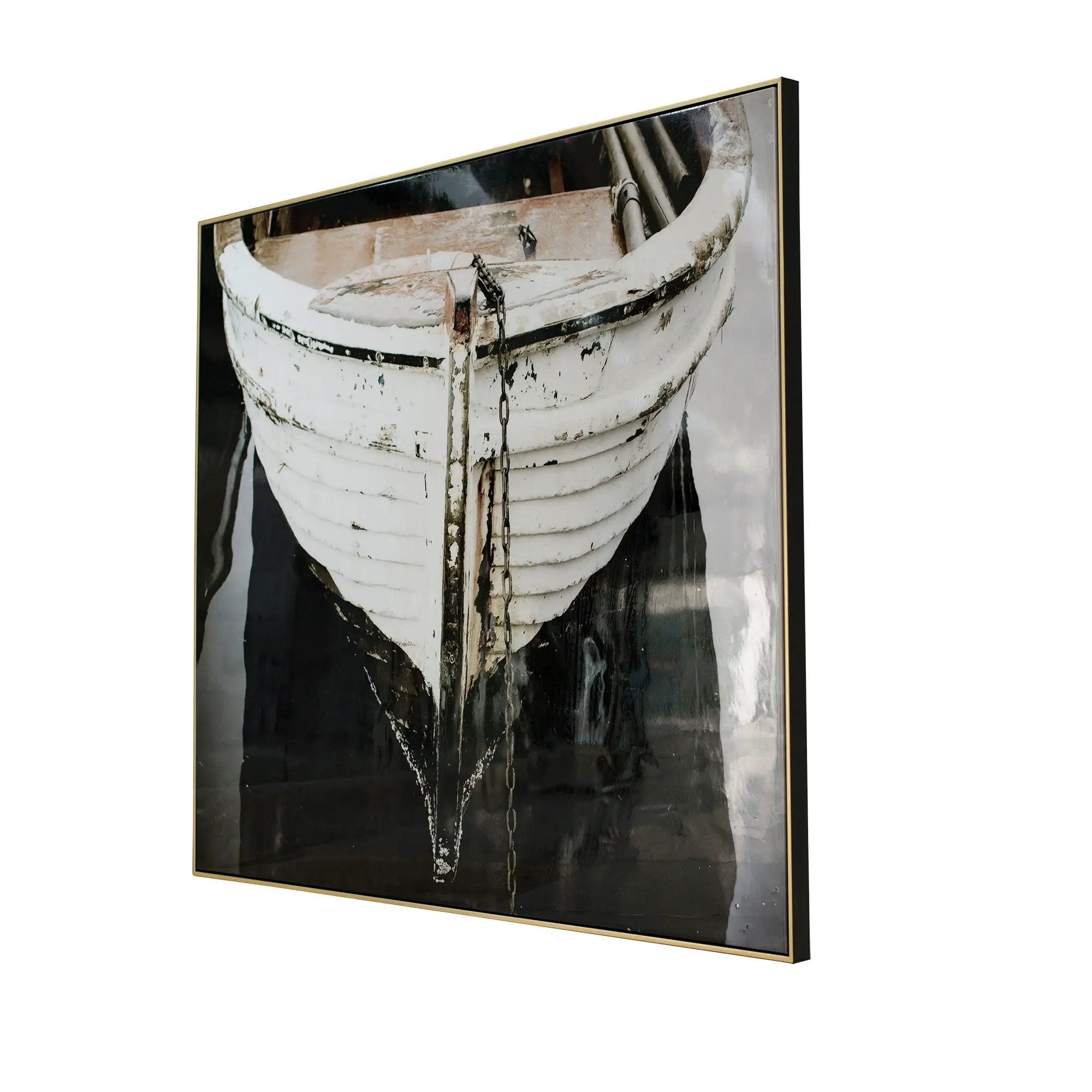 Large And Rectangular Wall Art With Frame, Wall Decor For Living Room - White / Blue by Unique Piece Furniture