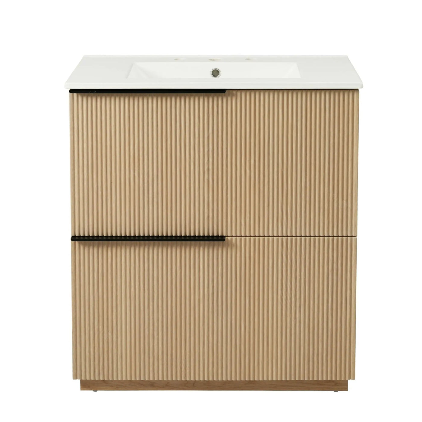 Fluted Bathroom Vanity With Ceramic Sink and Soft-Close Slides by HouseOfZazla