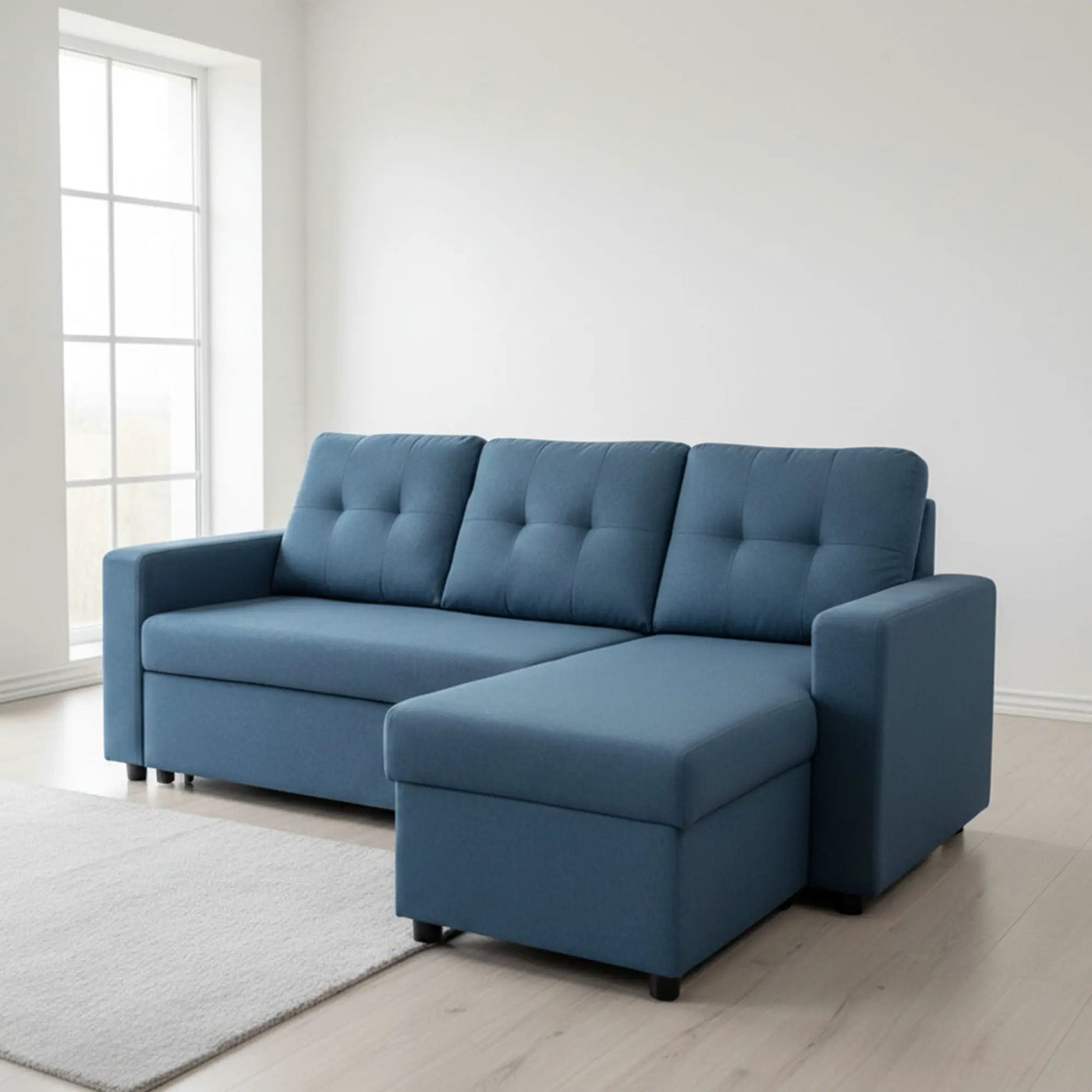 Convertible L Shaped Sectional Sleeper Sofa Bed, Saving Pull Out Couch by Unique Piece Furniture
