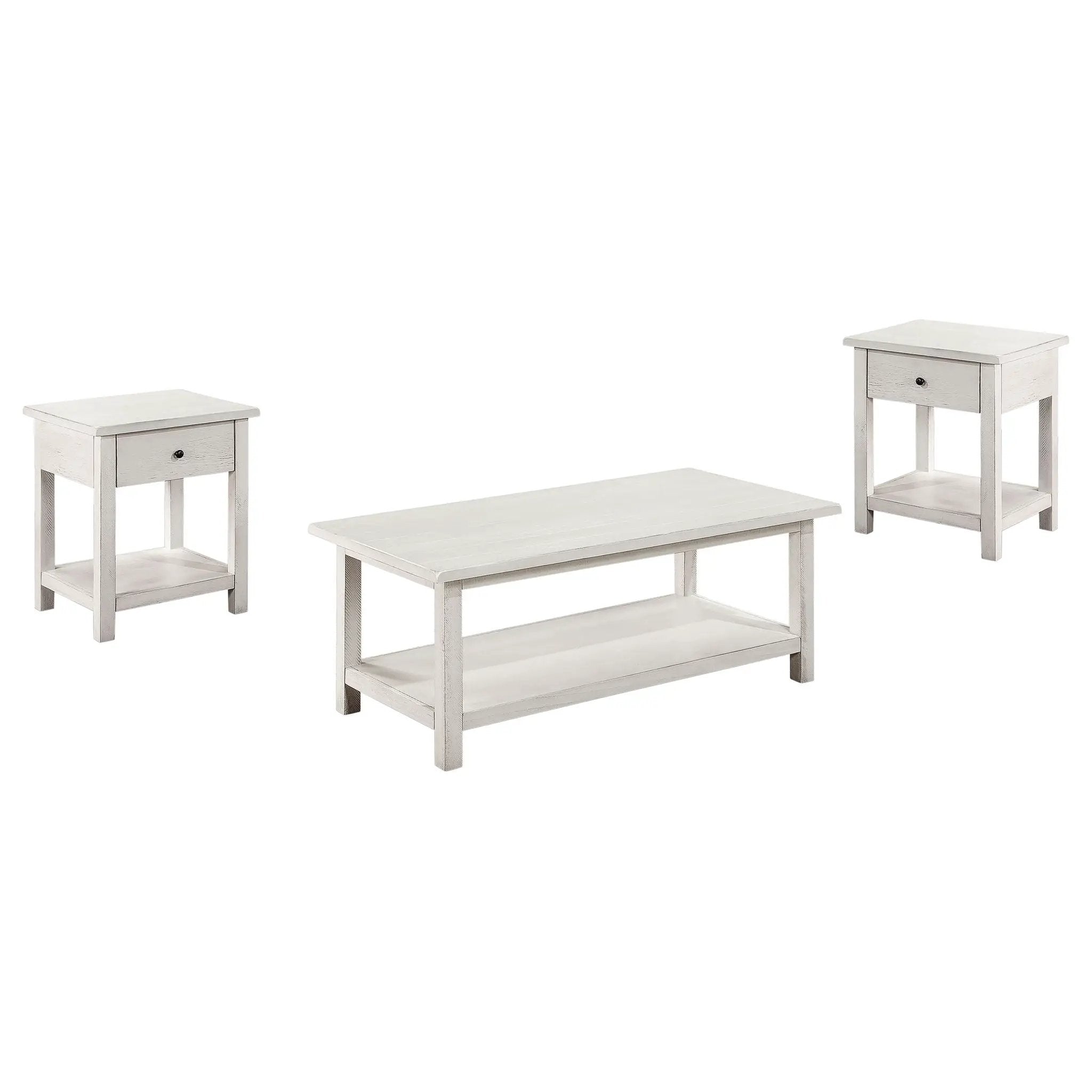 Payne 3-piece Coffee and 1-drawer End Table Set White by Unique Piece Furniture