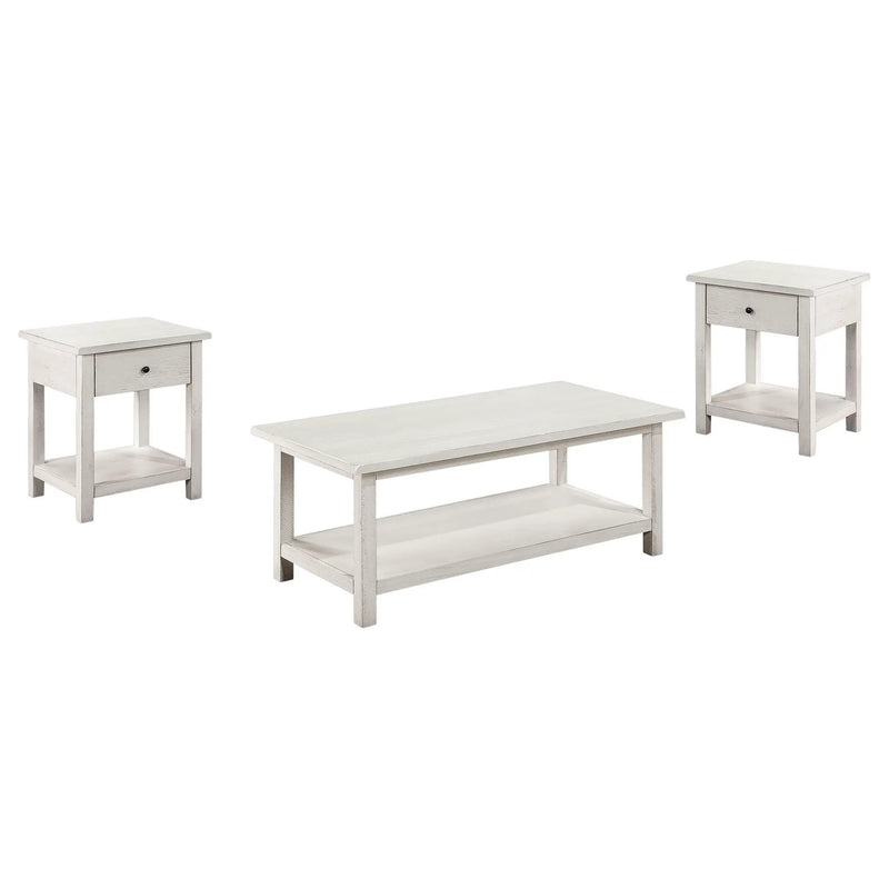 Payne 3-piece Coffee and 1-drawer End Table Set White by Unique Piece Furniture