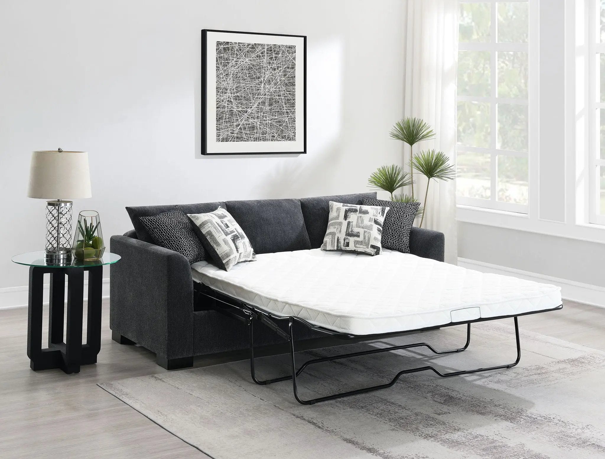 Storey Upholstered Sleeper Sectional Chaise Sofa Dark Grey by Unique Piece Furniture