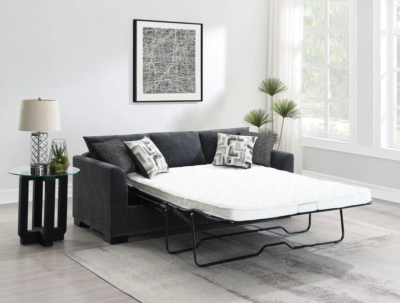 Storey Upholstered Sleeper Sectional Chaise Sofa Dark Grey by Unique Piece Furniture