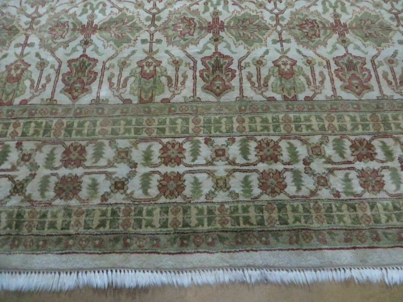8' 5" X 12' Handmade India Agra Floral Oriental Wool Rug Tea Washed Carpet Nice by Jewel Rugs