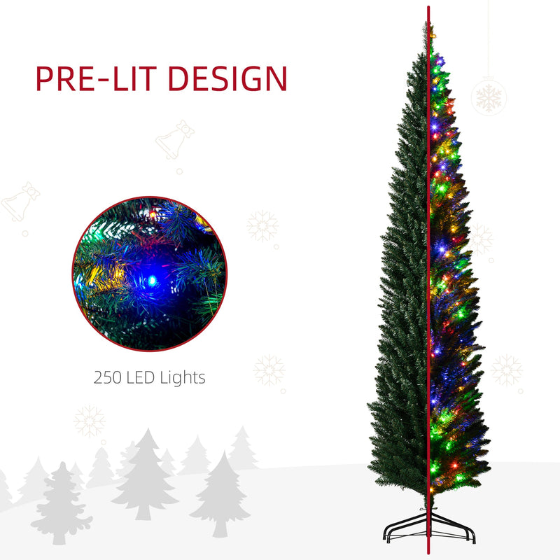 HOMCOM 8ft Tall Pencil Prelit Artificial Christmas Tree, photo 4 of 10