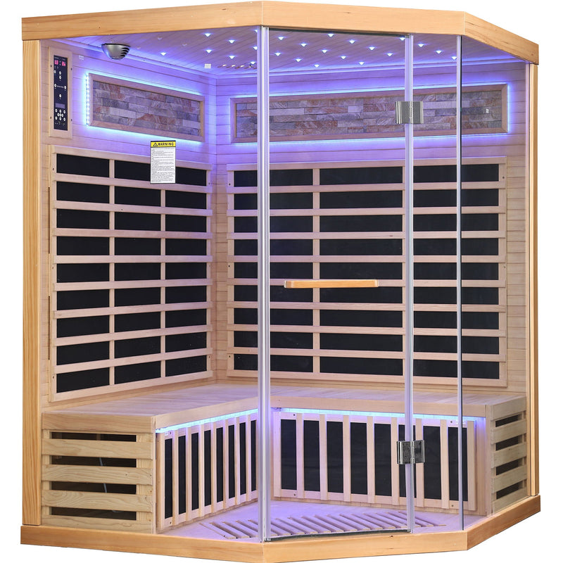 Pentagonal Sauna Room With Carbon Heating Plates - American White Oak by HouseOfZazla