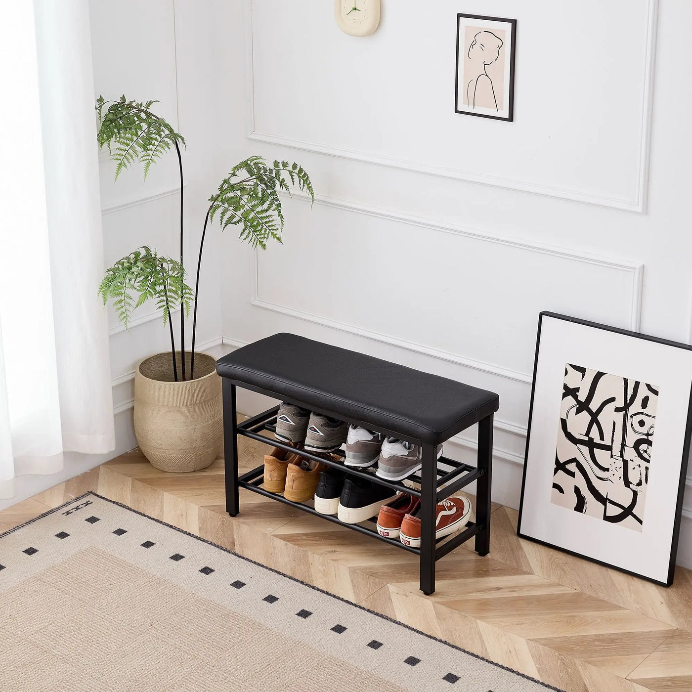 Shoe Bench With Cushion, Storage Seat For Entryway by Unique Piece Furniture