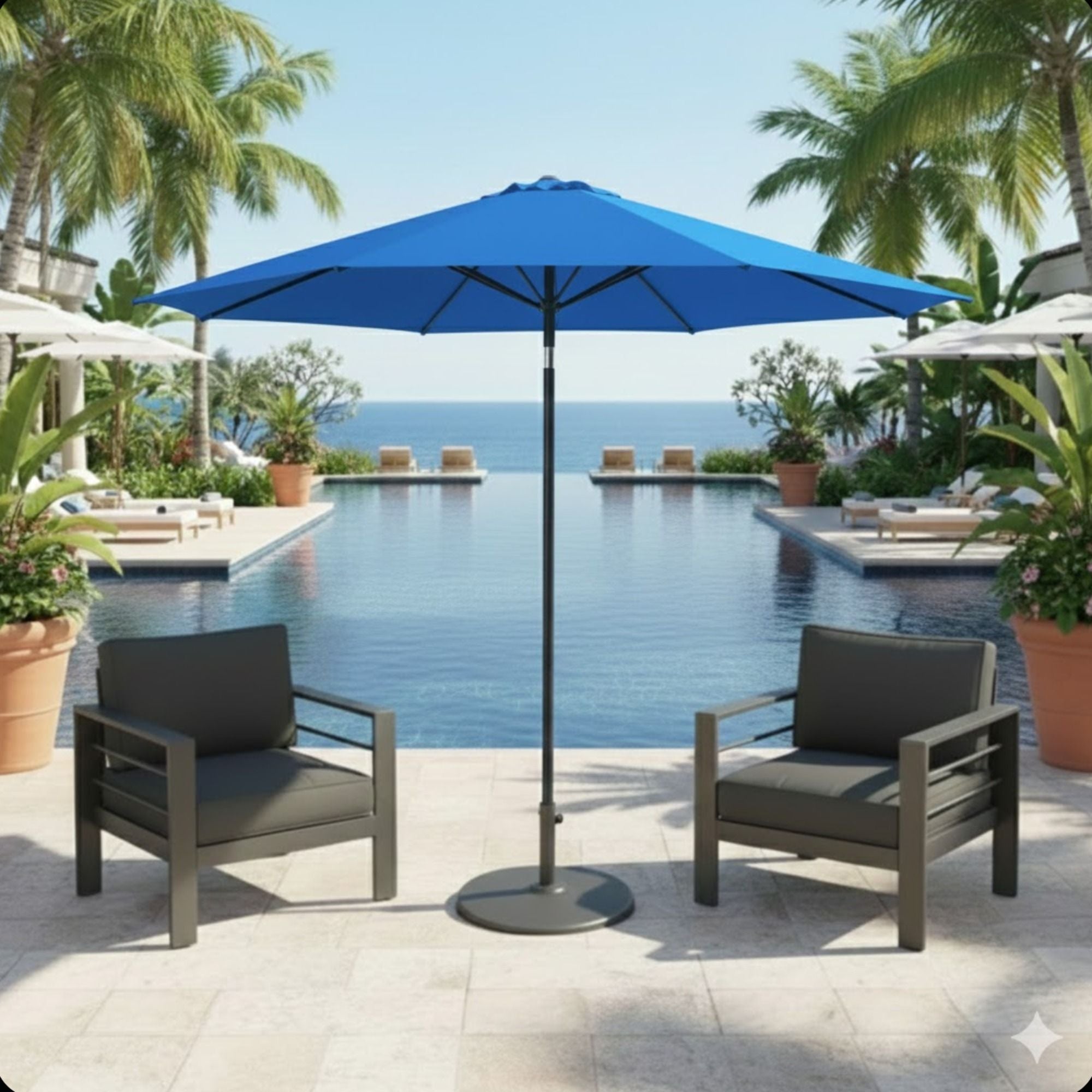 Patio Umbrella With Crank Lift And Tilt, UV-Resistant Canopy by HouseOfZazla