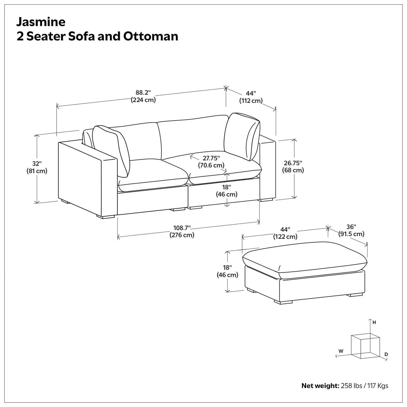 Jasmine - Handcrafted Sofa And Ottoman by HouseOfZazla