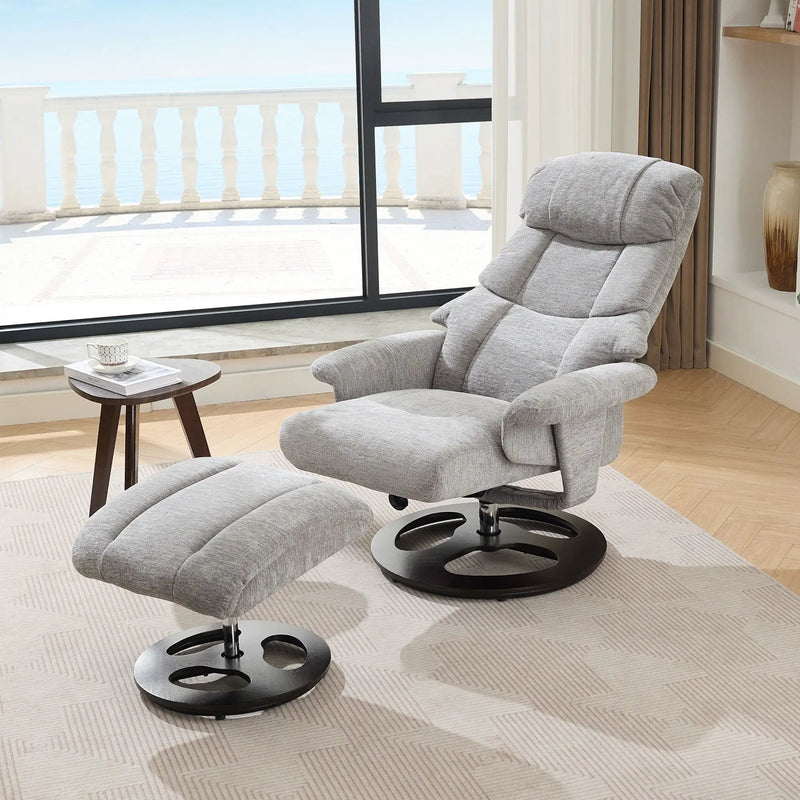Ergonomic Recliner Chair With Ottoman, Modern 360° Swivel With Footstool by HouseOfZazla