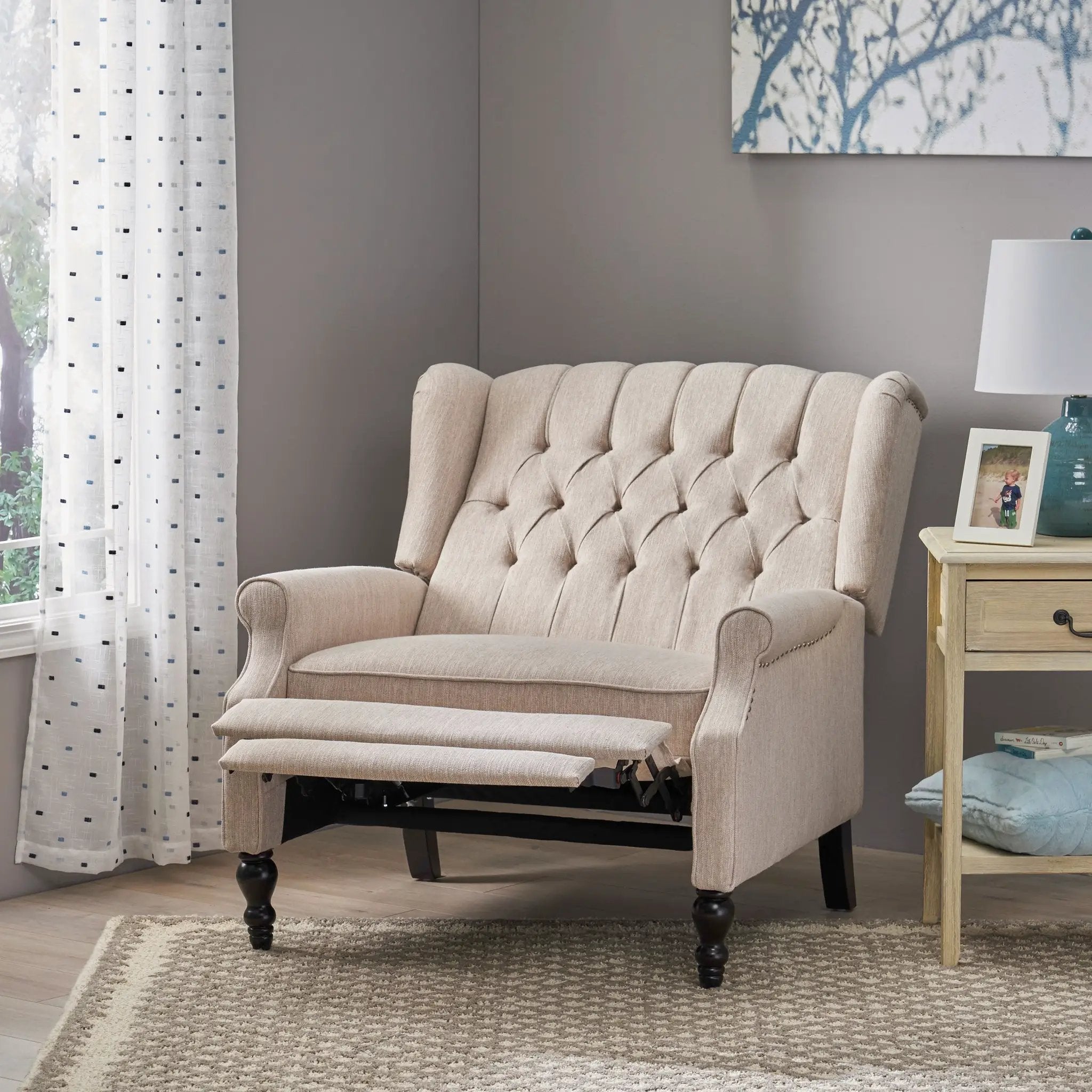 Push Back Recliner Chair Fabric Lounge Armchair by HouseOfZazla