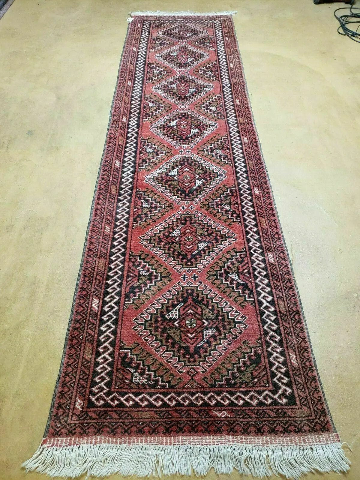 2' 5" X 9' Vintage Handmade Bokhara Red Turkoman Pakistani Wool Runner Rug Organic by Jewel Rugs