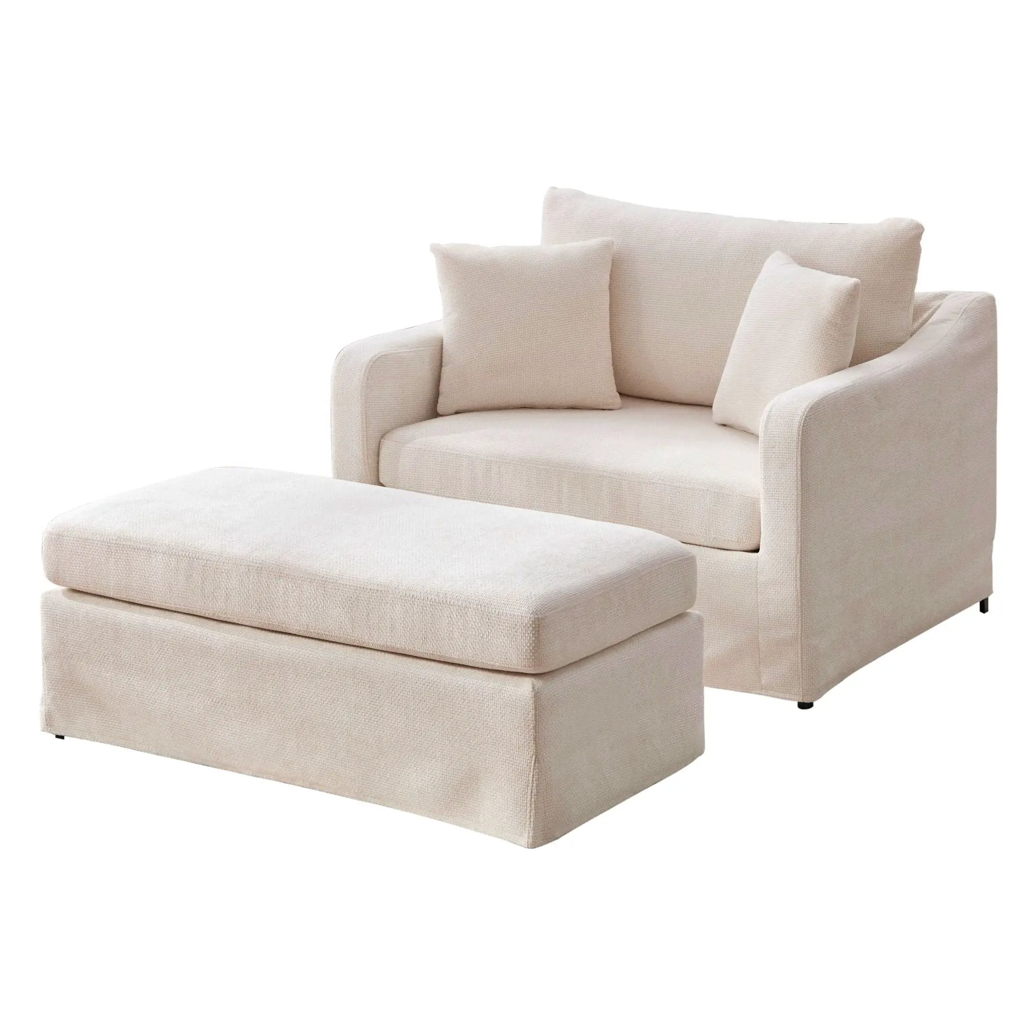 Accent Chair With Ottoman, Includes 2 Bolster Pillows by Unique Piece Furniture