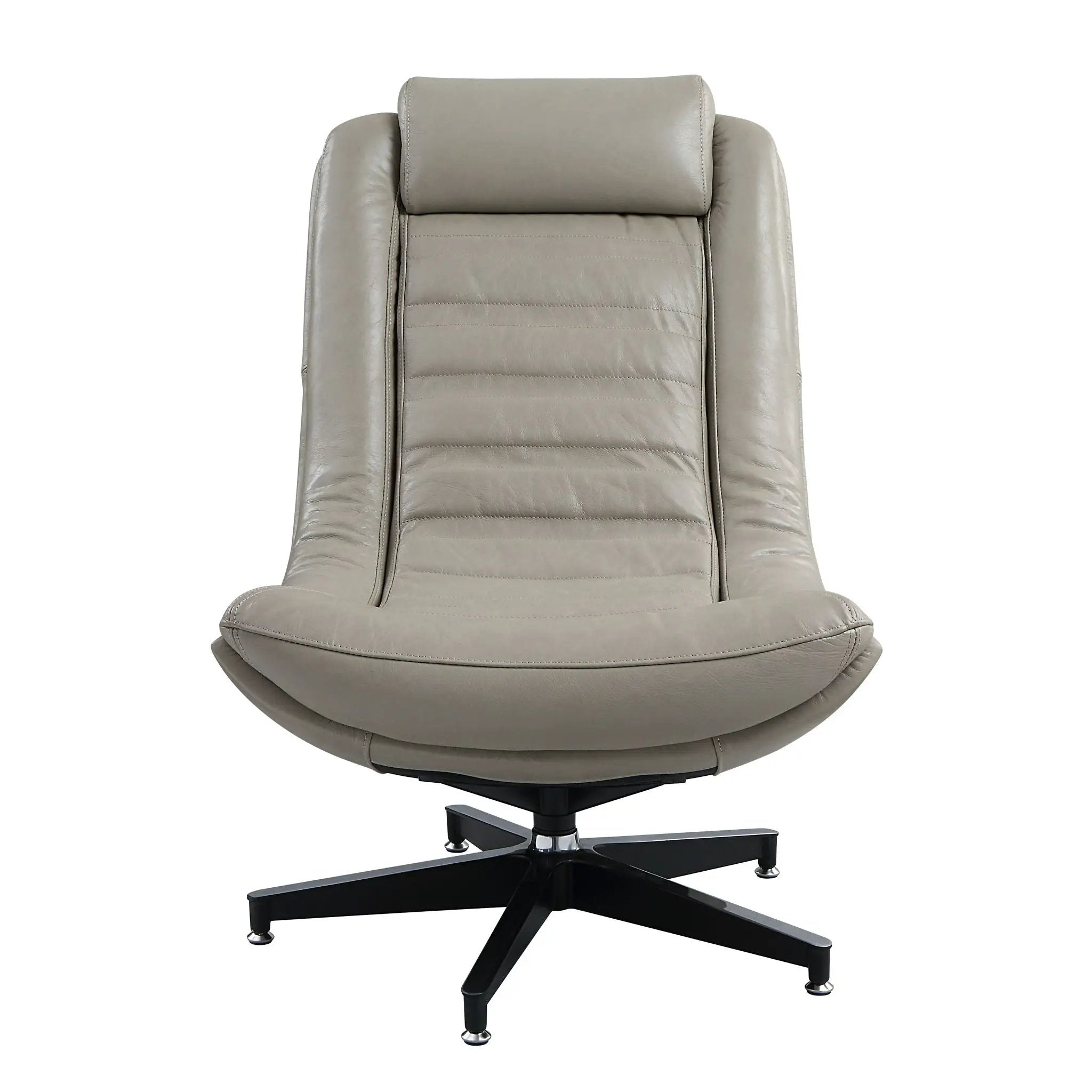 Piran - Twilight Top Grain Leather Accent Chair And Ottoman With Swivel - Gray by HouseOfZazla