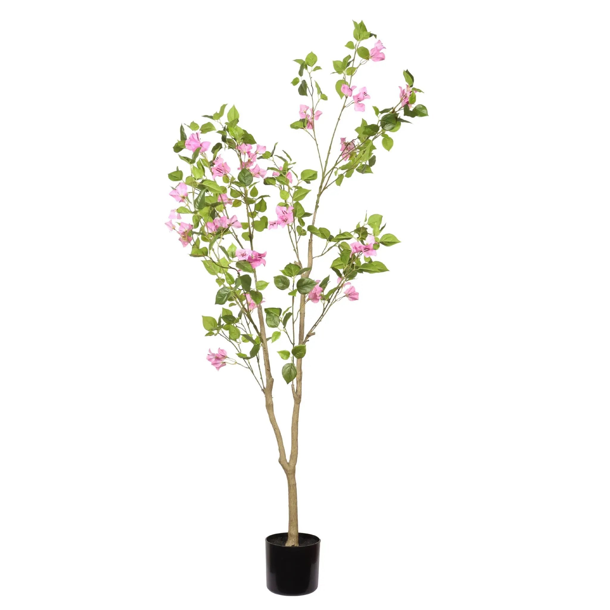 Artificial Bougainvillea Tree, Realistic Faux Plant In Pot, Indoor Decor For Home - Baby Pink / Green Leaf by Unique Piece Furniture
