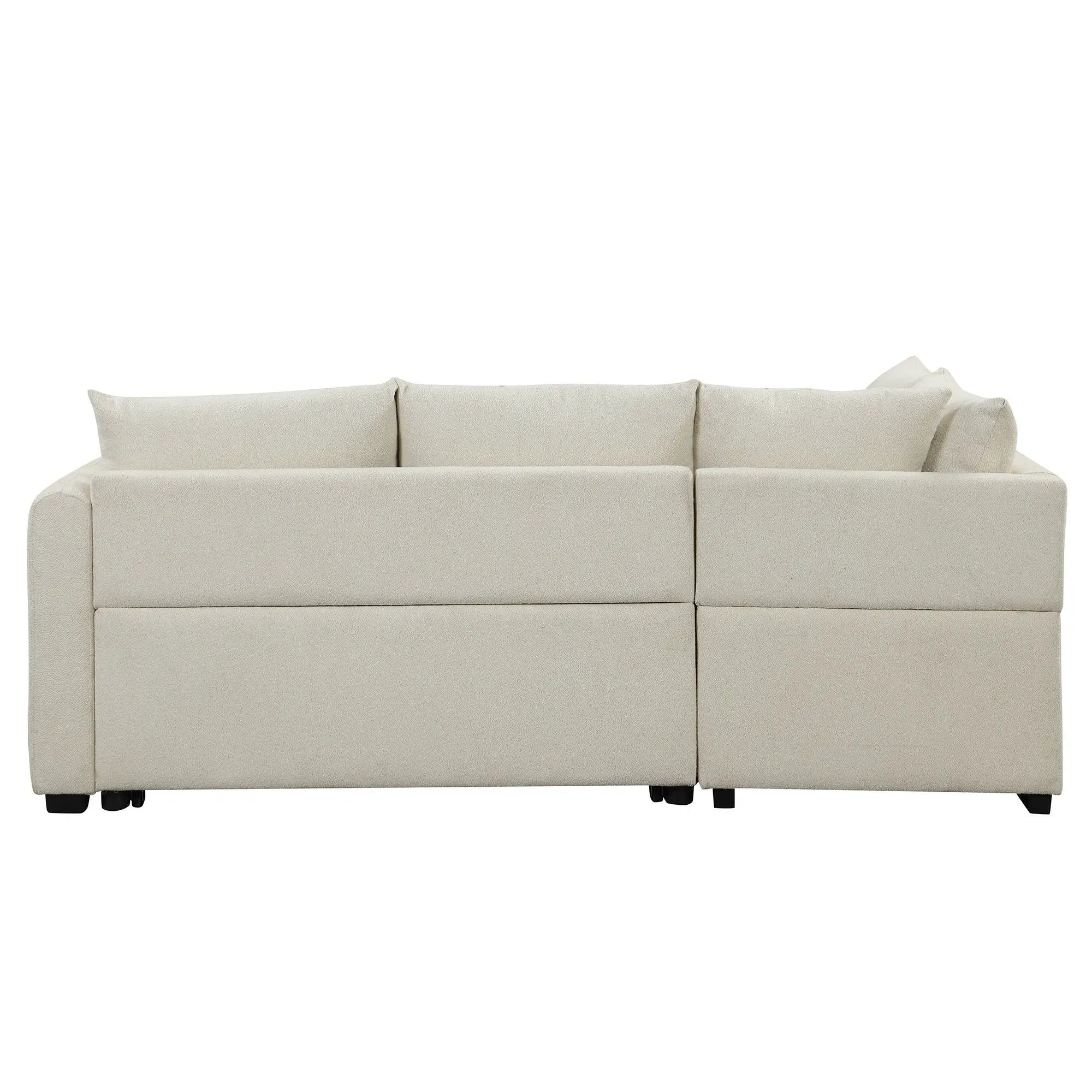 L-Shaped Sectional Pull Out Sofa Bed Sleeper Sofa With Two USB Ports, Two Power Sockets And A Movable Storage Ottoman by HouseOfZazla