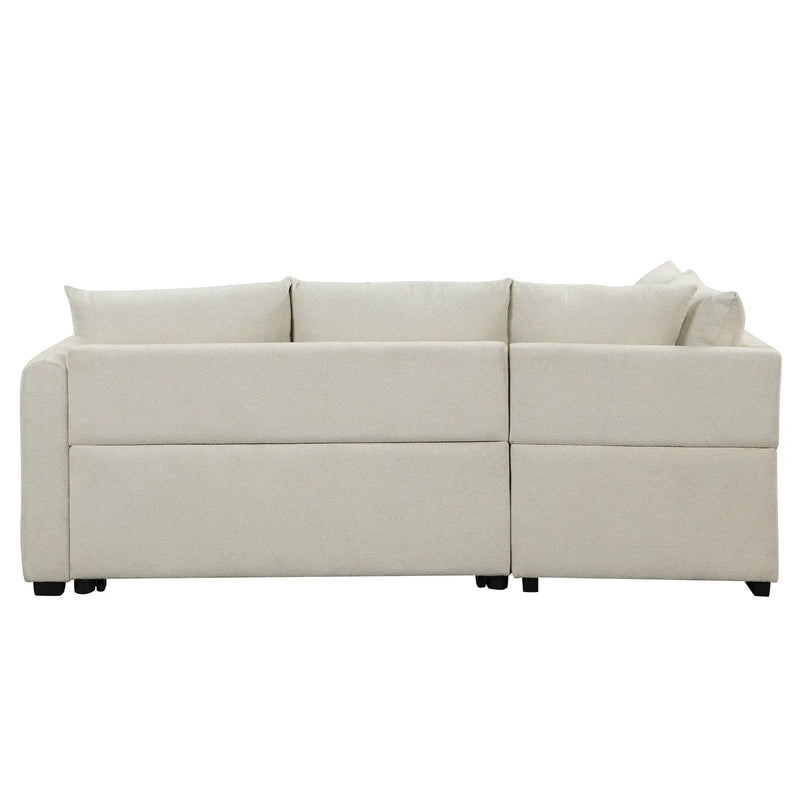L-Shaped Sectional Pull Out Sofa Bed Sleeper Sofa With Two USB Ports, Two Power Sockets And A Movable Storage Ottoman by HouseOfZazla