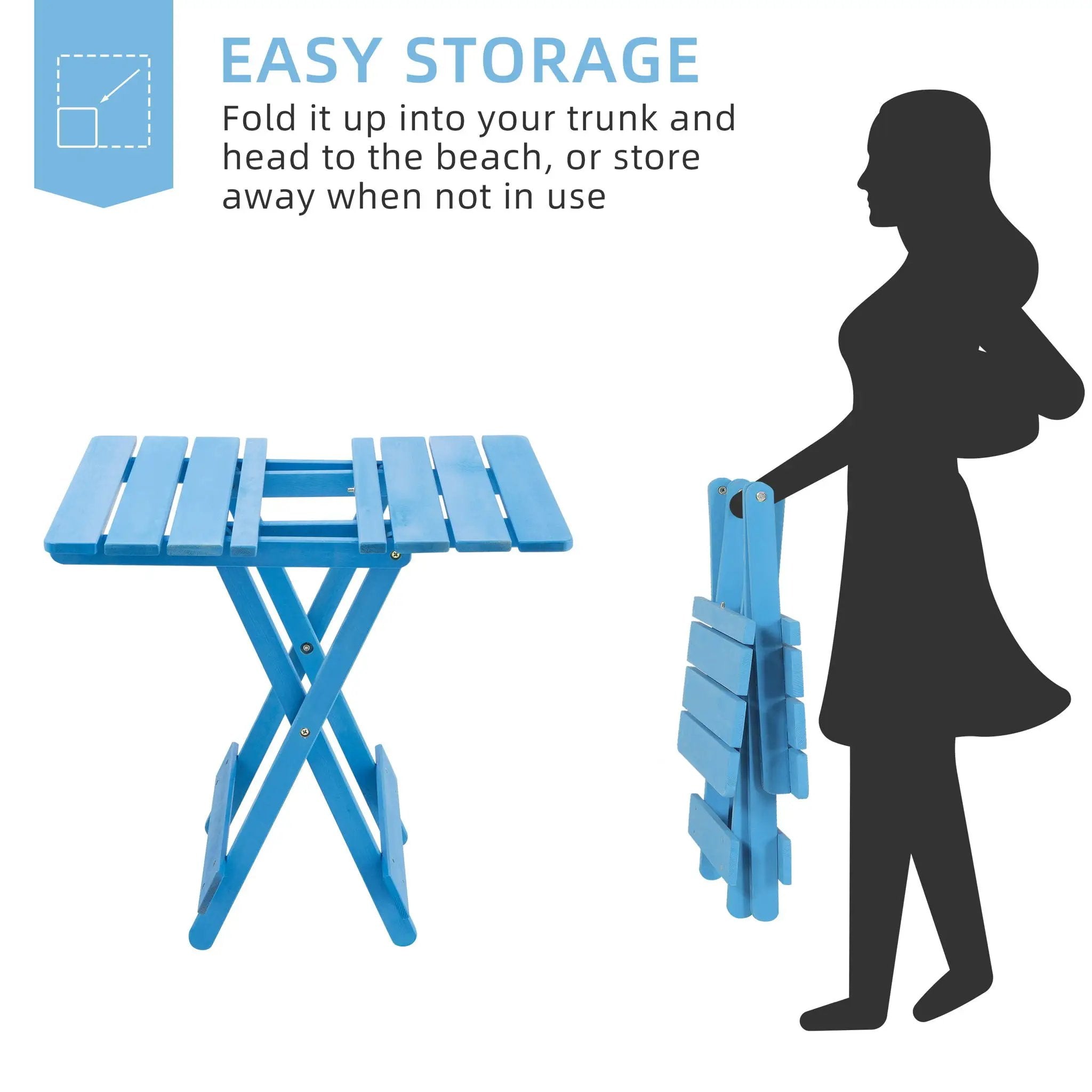Folding Square Table For Backyard - Blue by HouseOfZazla