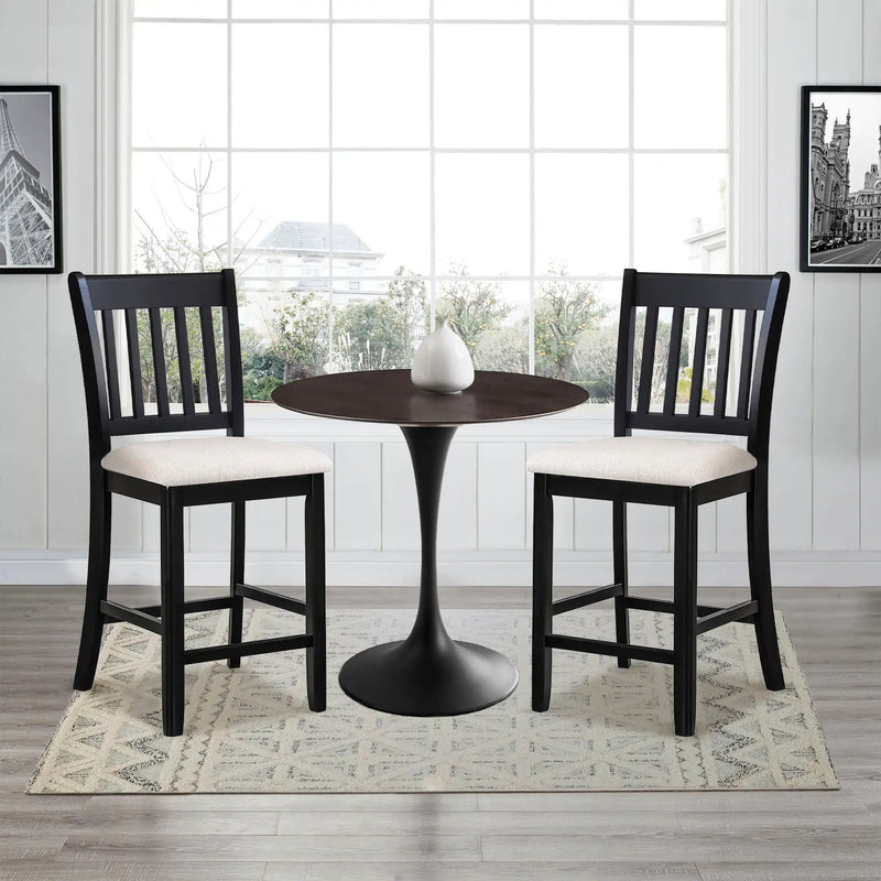 Transitional Rubberwood Dining Room Chairs (Set of 2) With Slatted Back - Black by HouseOfZazla