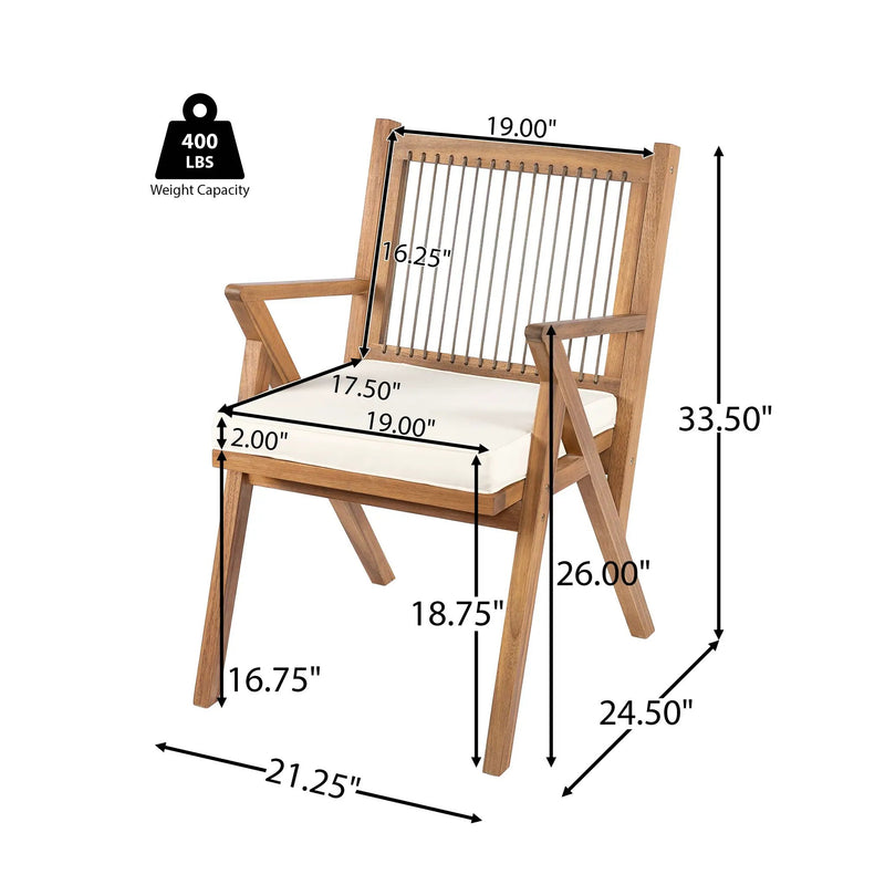 Patio Dining Chair with Cushion (Set of 2) by HouseOfZazla