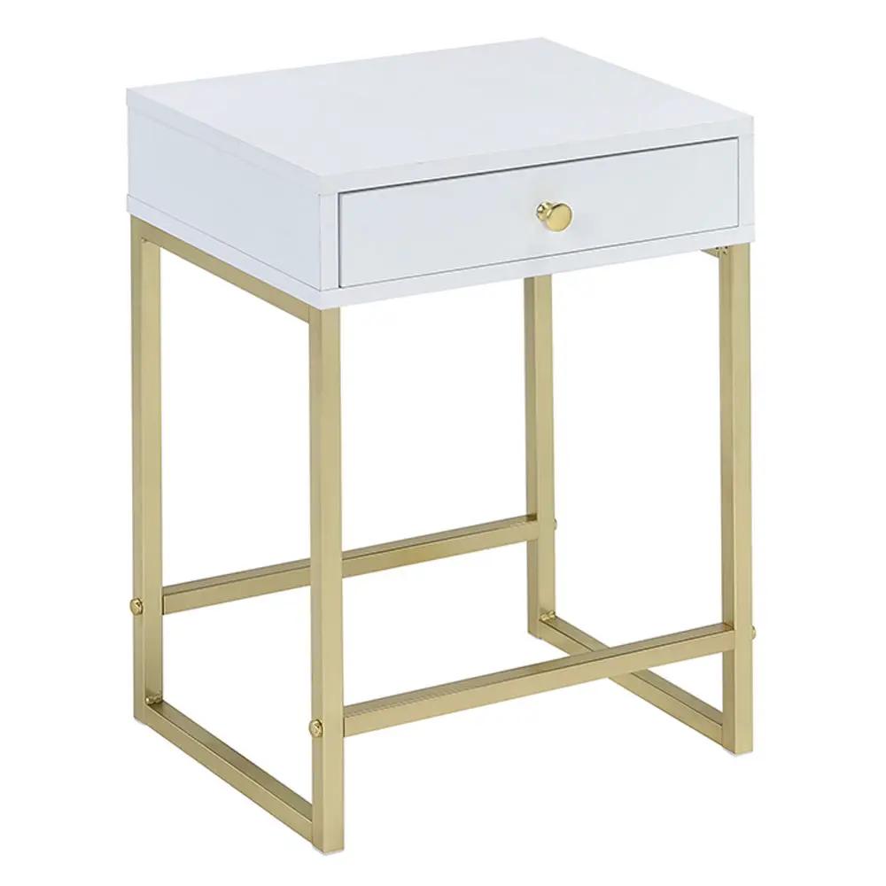 Coleen - Accent Table - White & Brass by Unique Piece Furniture
