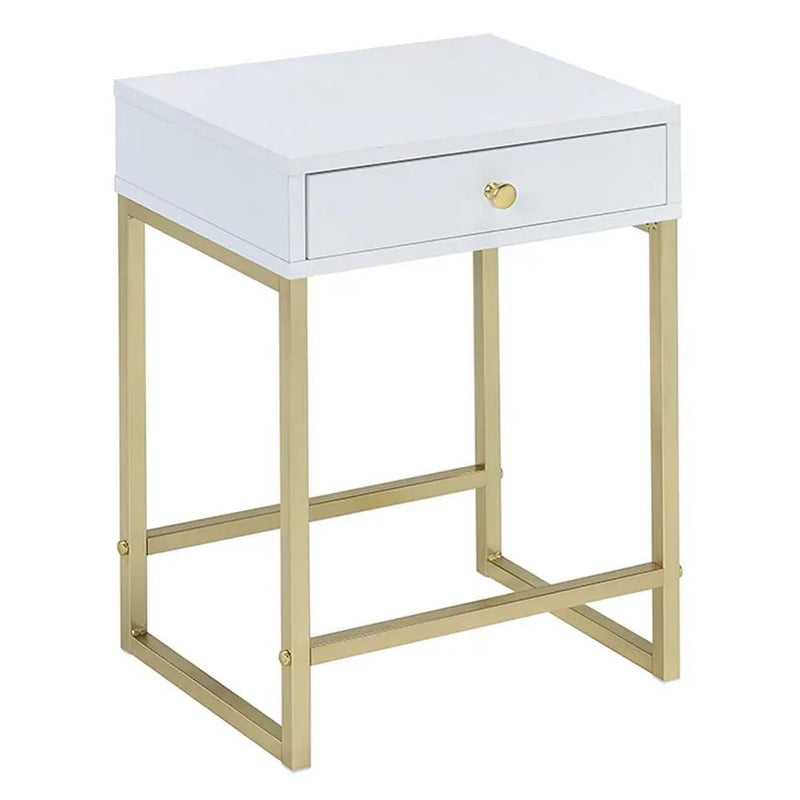 Coleen - Accent Table - White & Brass by Unique Piece Furniture