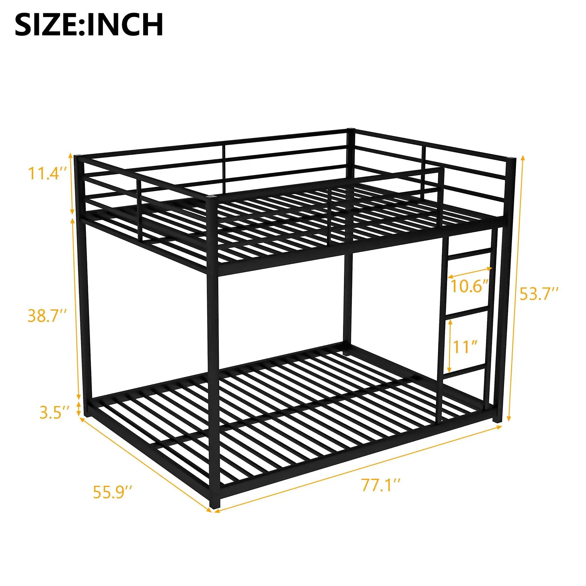 Metal Bunk Bed, Low Bunk Bed With Ladder by Unique Piece Furniture