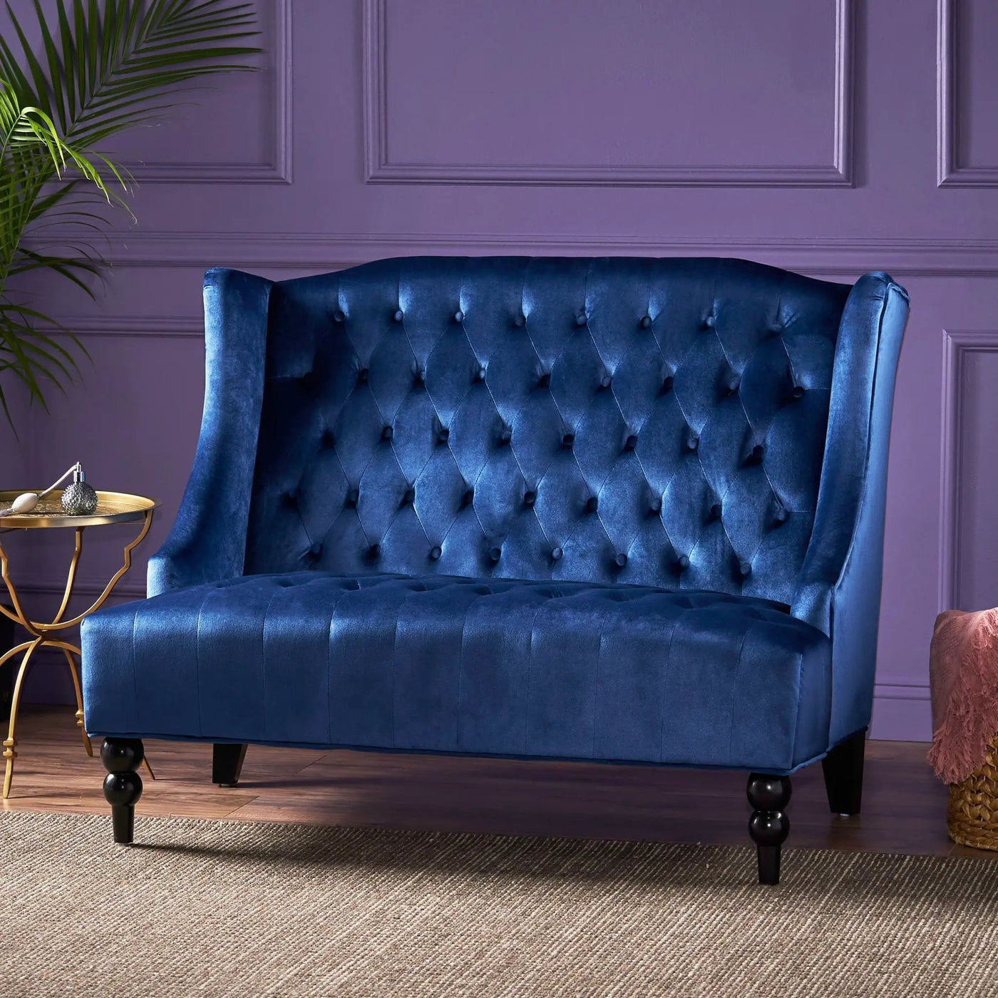 Nurturing Upholstered Loveseat With Wing Back And Diamond Tufting by HouseOfZazla