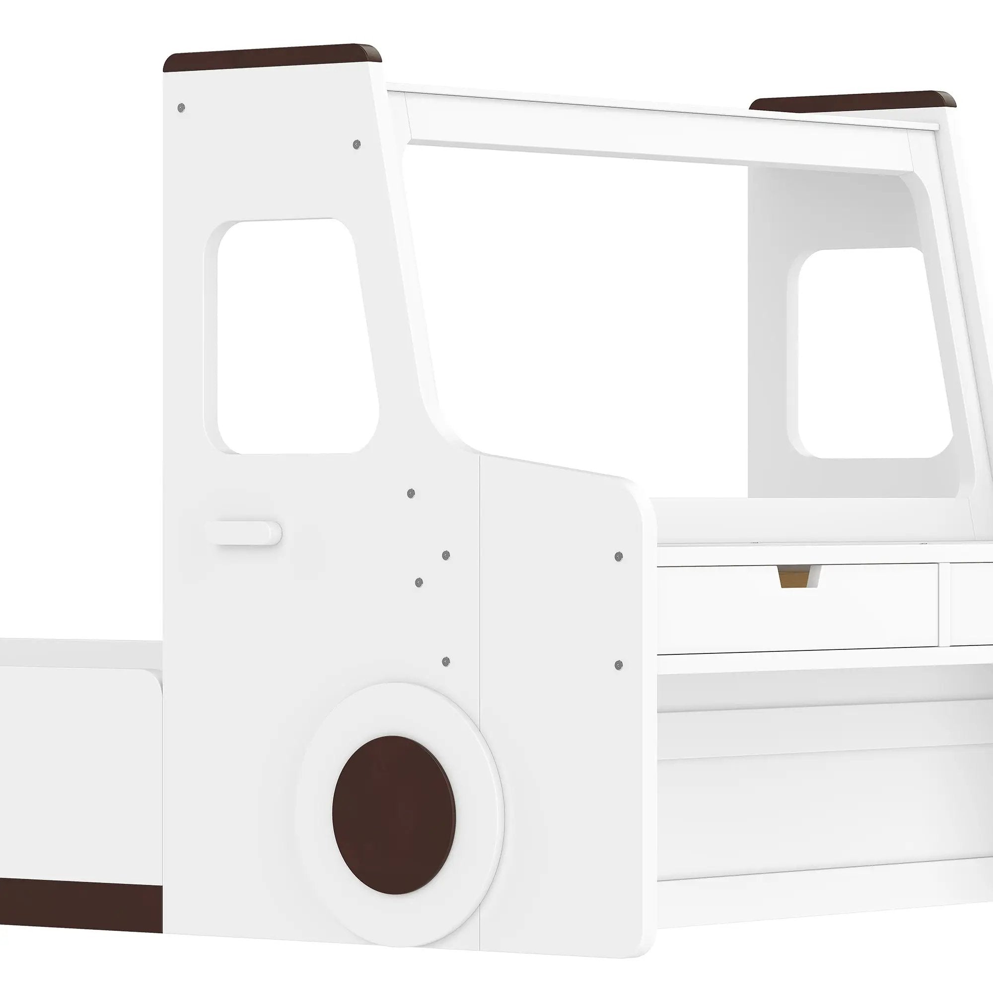 Twin Size Car-Shaped Floor Bed with Storage for Kids by HouseOfZazla