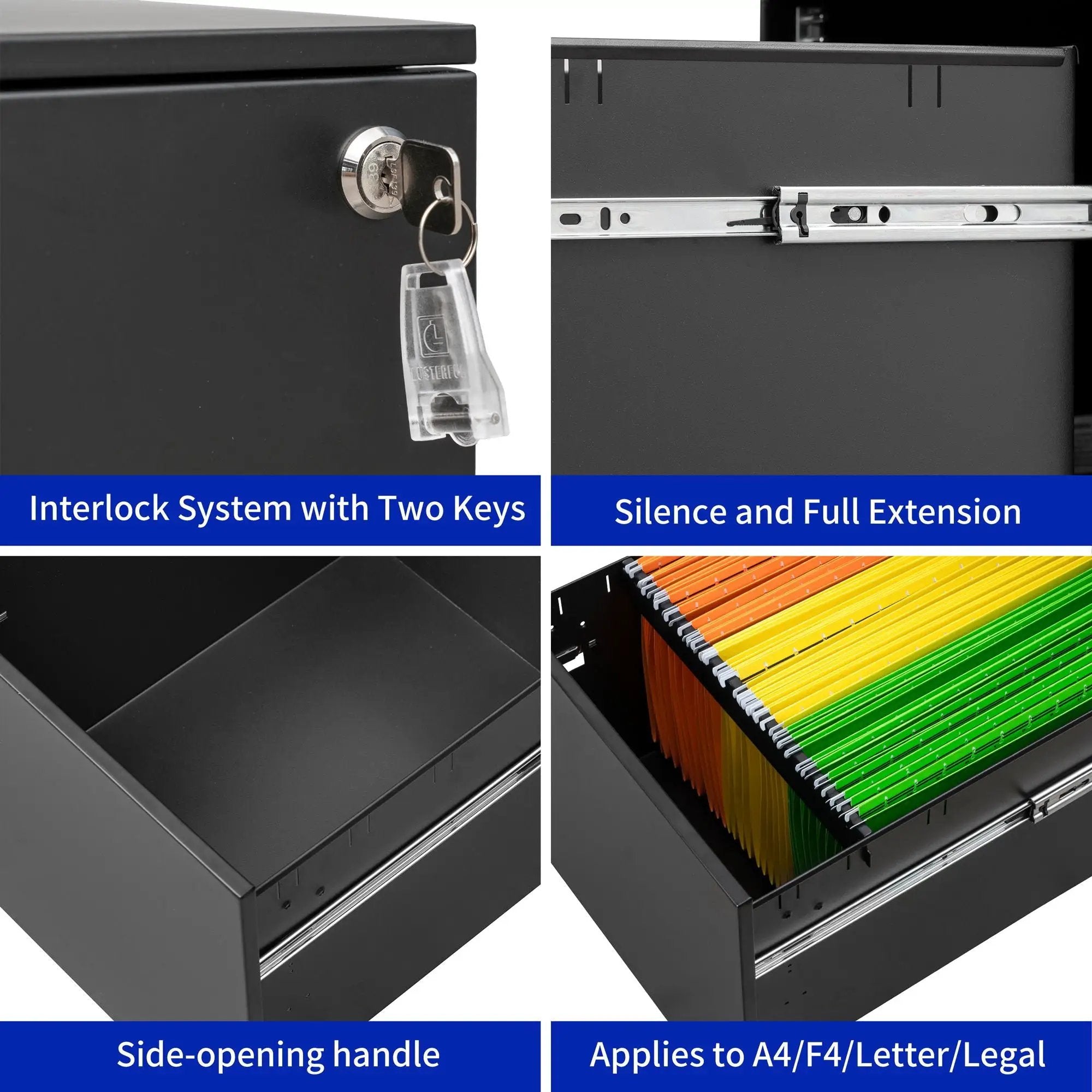 2 Drawer Mobile File Cabinet With Lock Steel File Cabinet For Legal / Letter / A4 / F4 Size / Home / Office Design by Unique Piece Furniture
