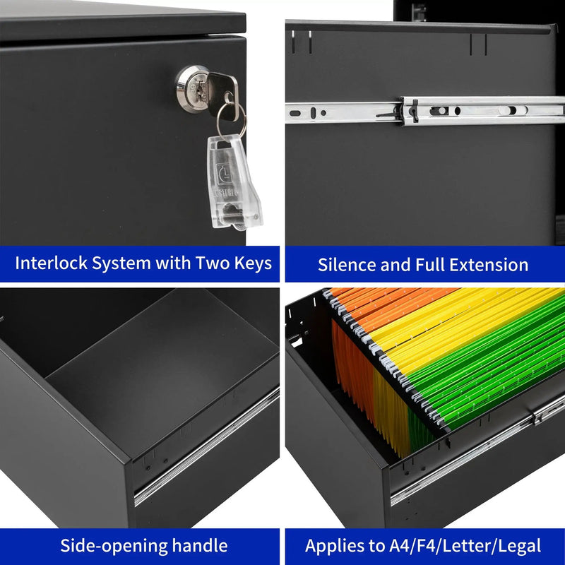 2 Drawer Mobile File Cabinet With Lock Steel File Cabinet For Legal / Letter / A4 / F4 Size / Home / Office Design by Unique Piece Furniture