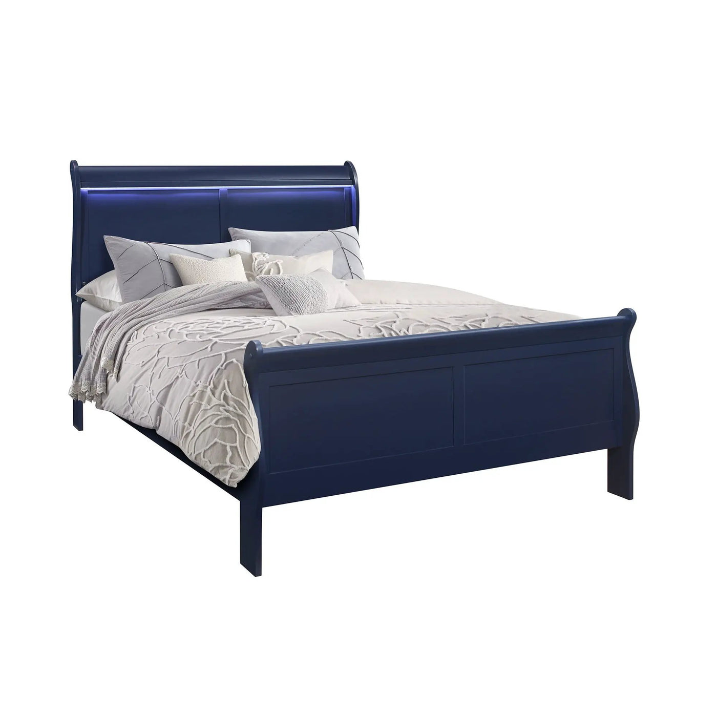 Charlston - Modern Sleigh Design Bed With LED by Unique Piece Furniture