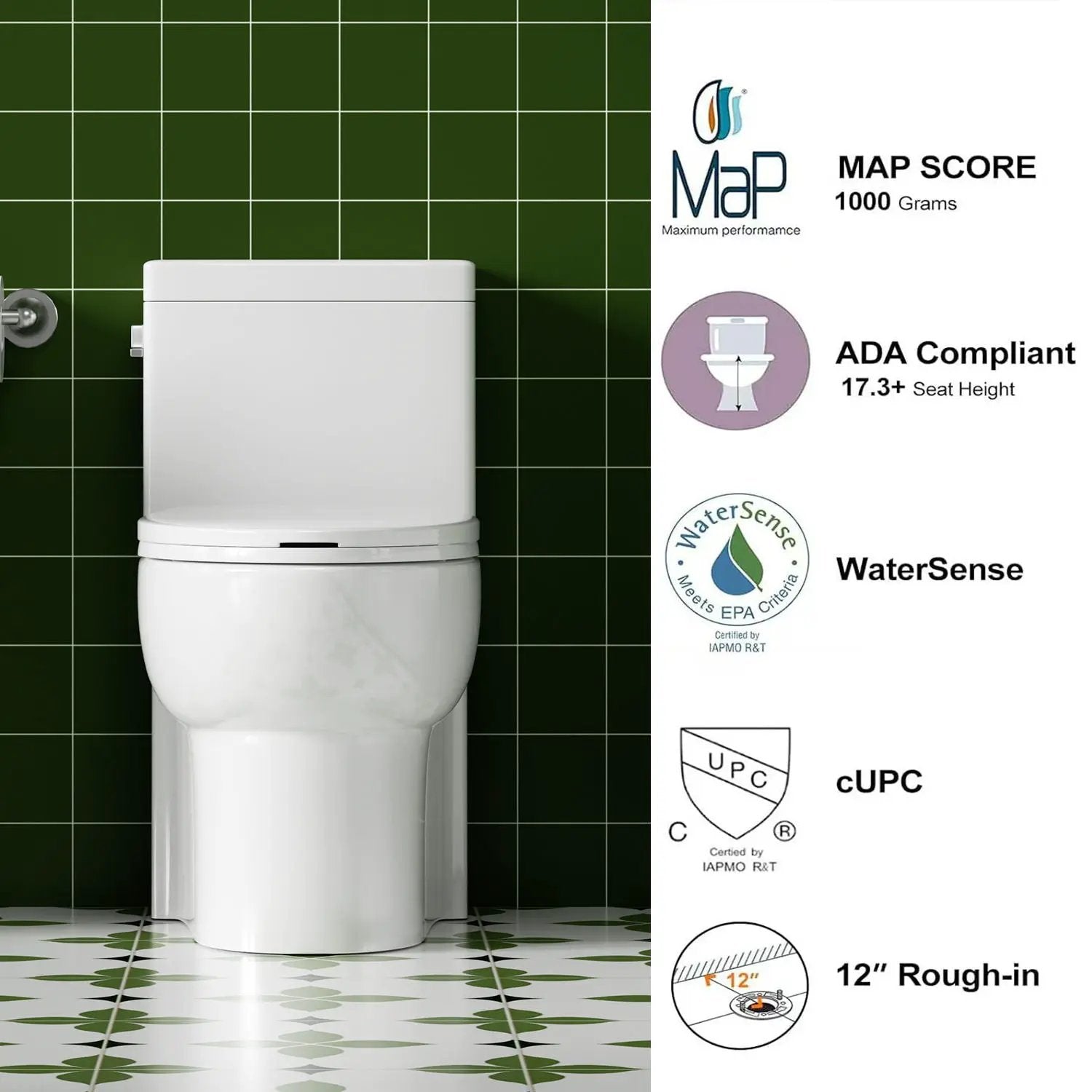 Gloss Tornado Flush 1 Piece Elongated Toilet With Siphonic Side Press, ADA Comfort Chair Height - Gloss White by HouseOfZazla