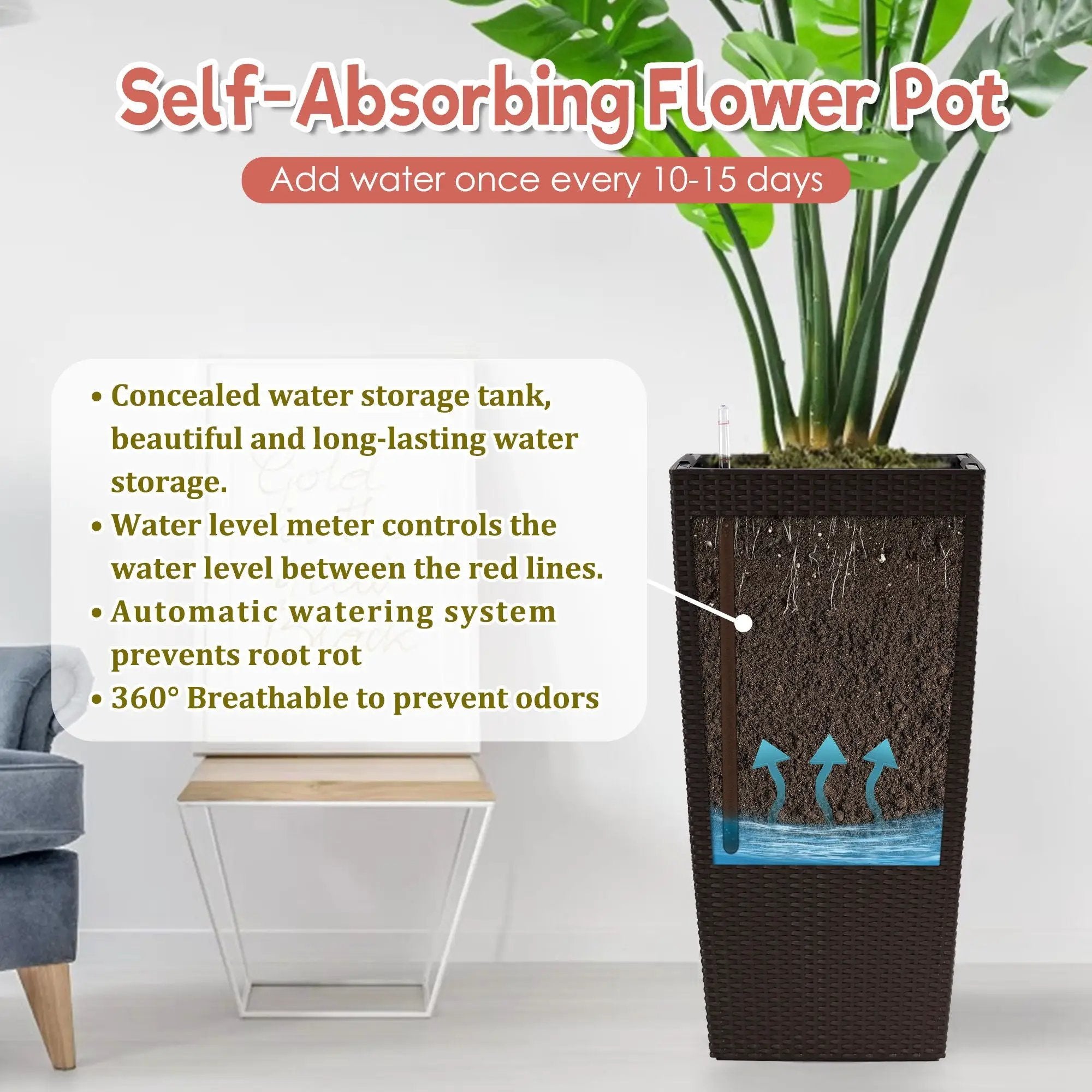 Indoor Outdoor Planter With Automatic Watering System by HouseOfZazla