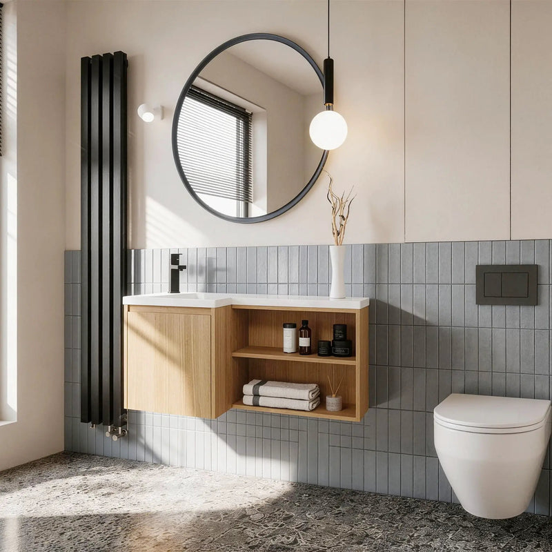 L-Shaped Wall Mounte Floating Bathroom Vanity With Integrated Sink by Unique Piece Furniture