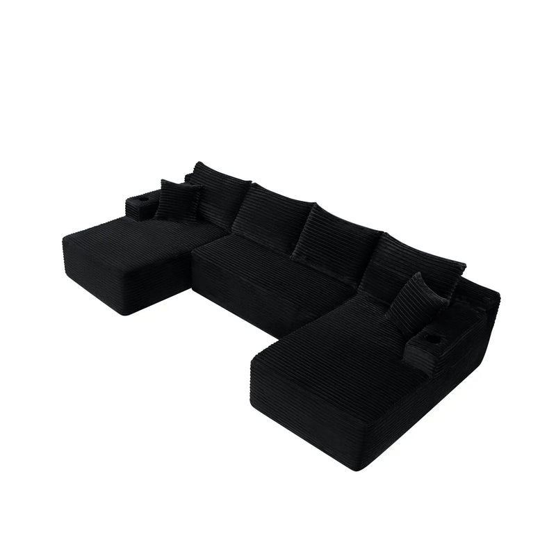 134" Cloud Sectional Sofa with U-Shape Chaise by HouseOfZazla
