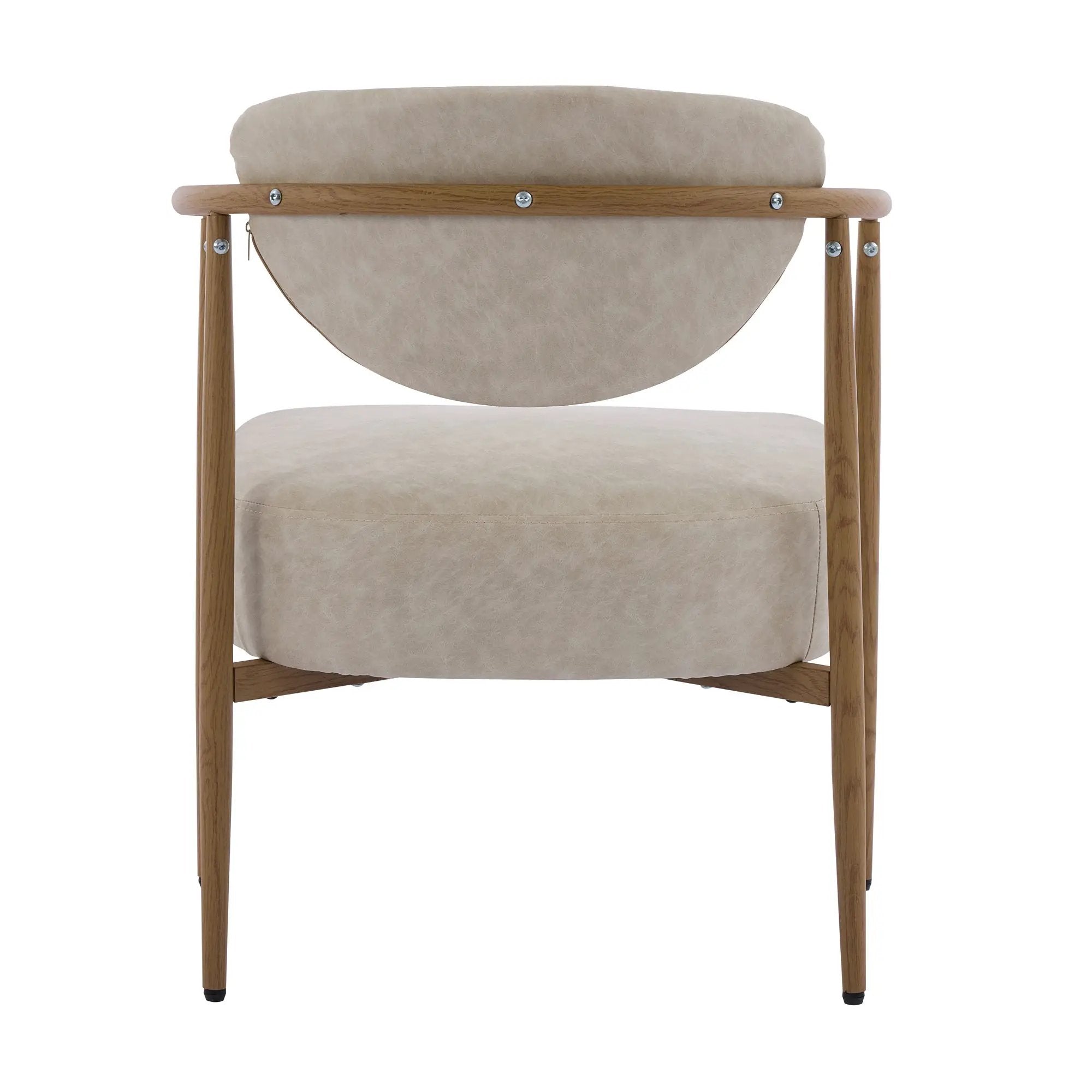 Beige PU Leather Dining Room Chair with Metal Frame by HouseOfZazla
