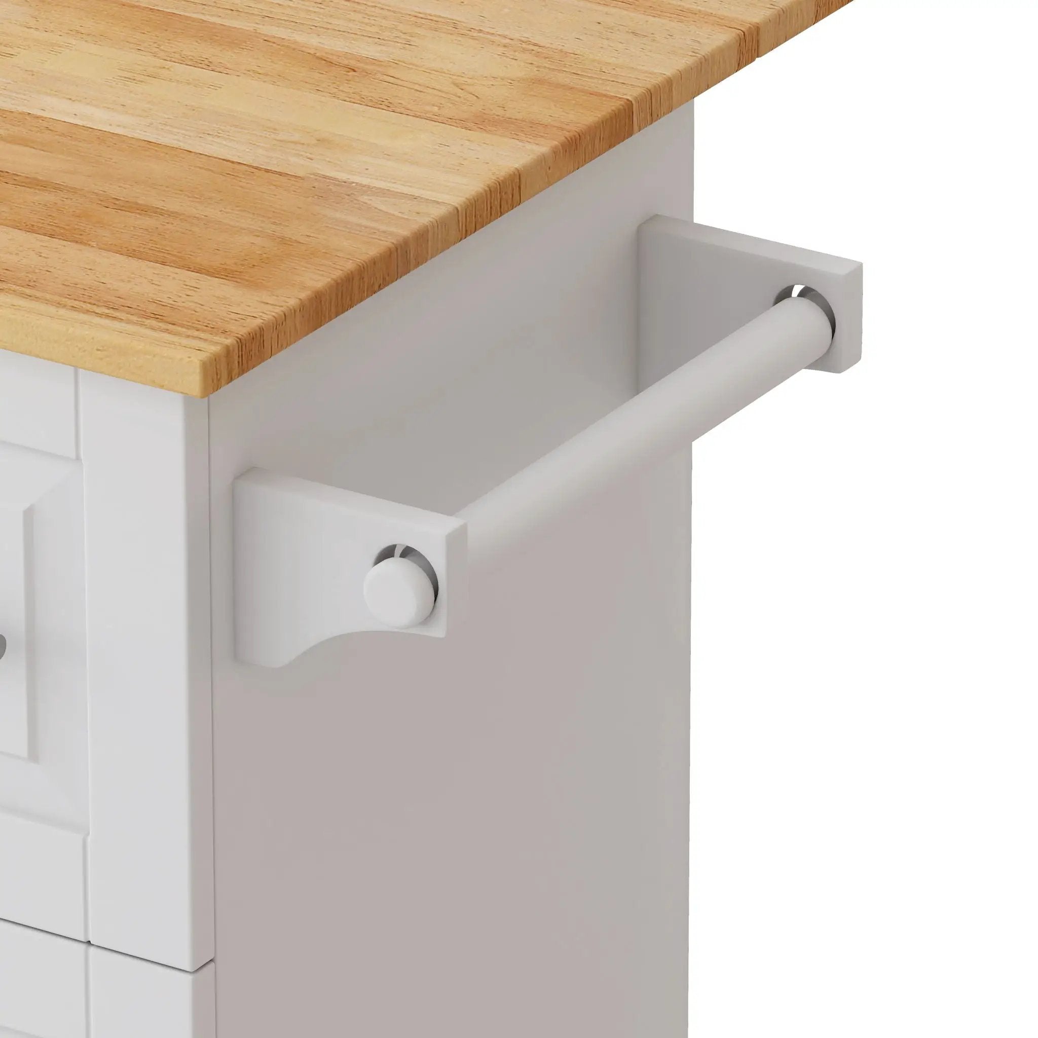 Kitchen Island Cart With 2 Door Cabinet, 3 Drawers, Spice Rack & Towel Rack - White by HouseOfZazla